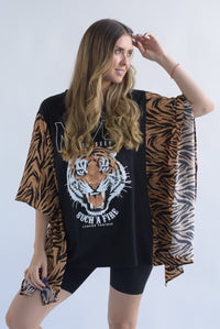 Fashion Styled T-Shirt Dress NEVER mangas Tigre Negro