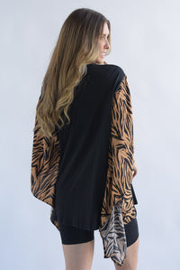 Fashion Styled T-Shirt Dress NEVER mangas Tigre Negro