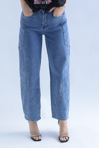 Fashion Styled Jeans barrel cargo Denim Medium