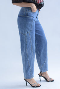 Fashion Styled Jeans barrel cargo Denim Medium