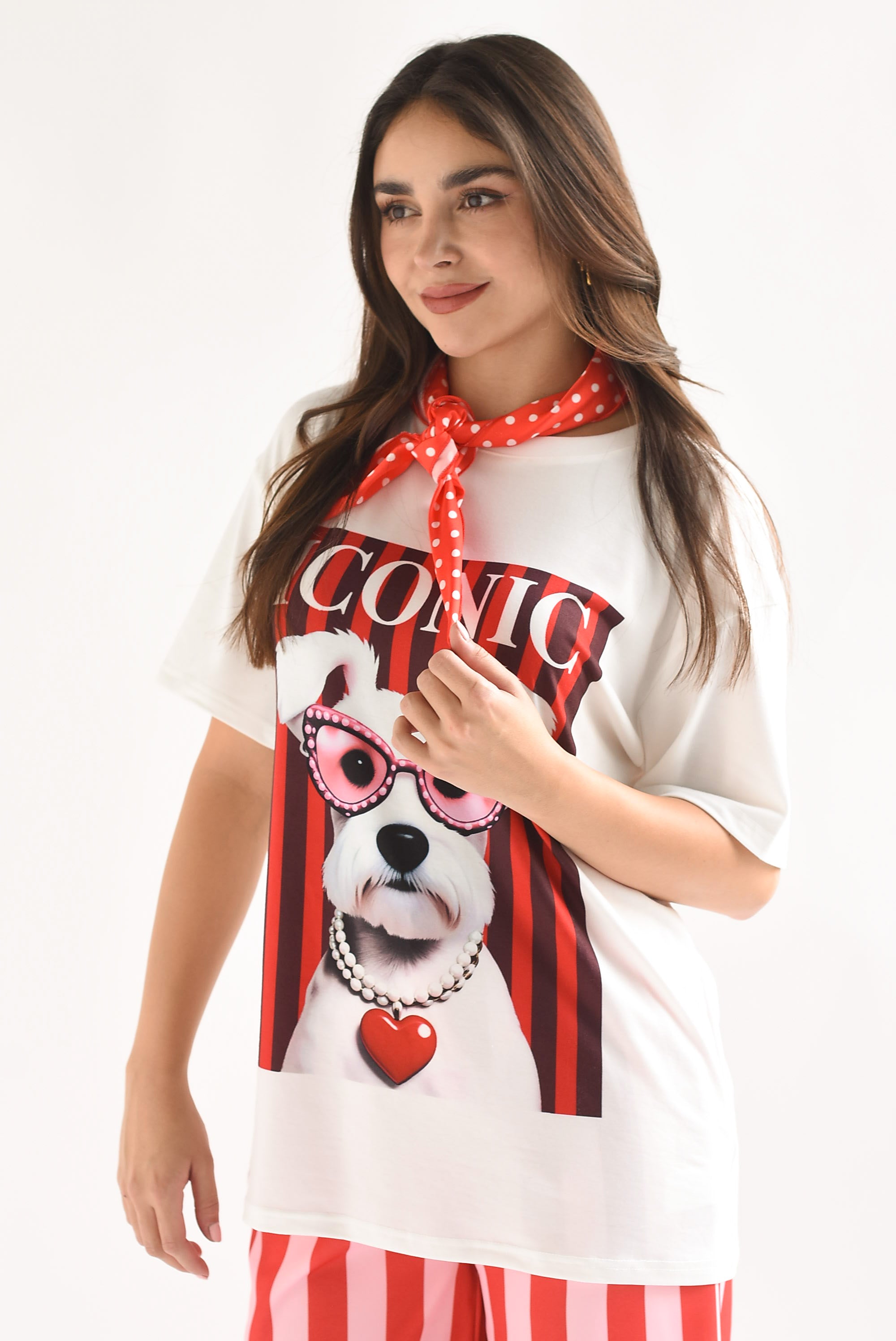 T-Shirt perro ICONIC con mascada polka dots