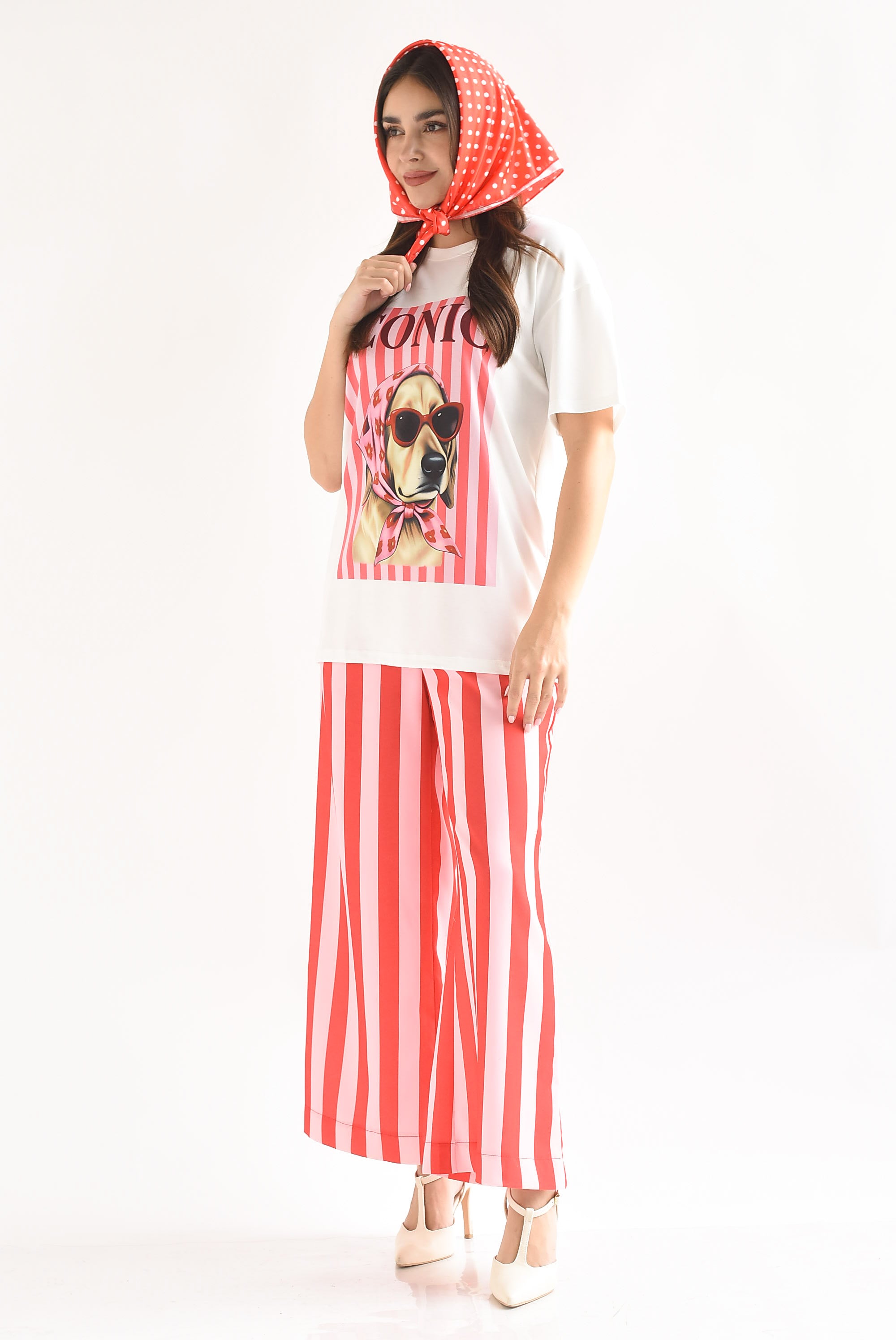 T-Shirt perro ICONIC con mascada polka dots