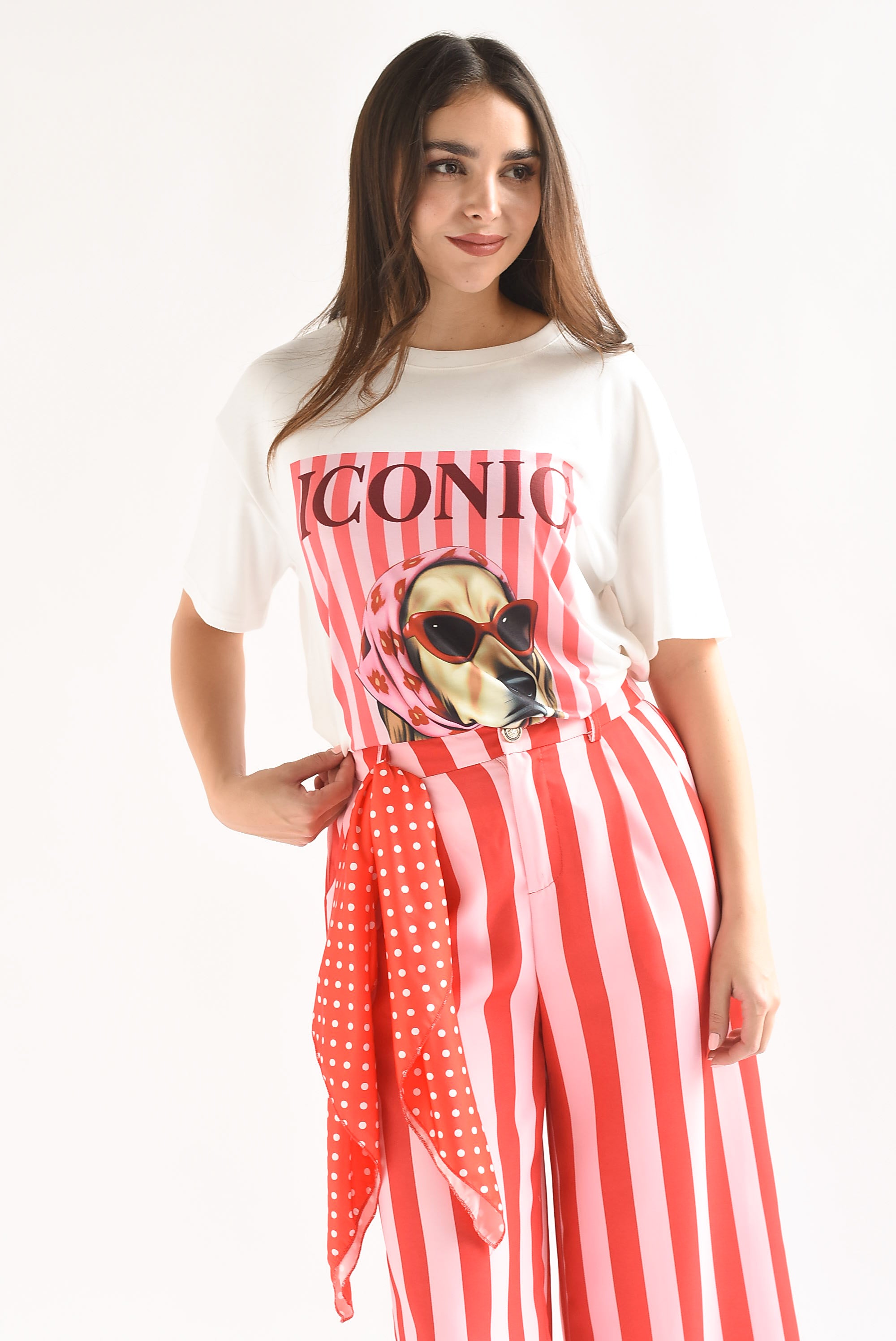 T-Shirt perro ICONIC con mascada polka dots