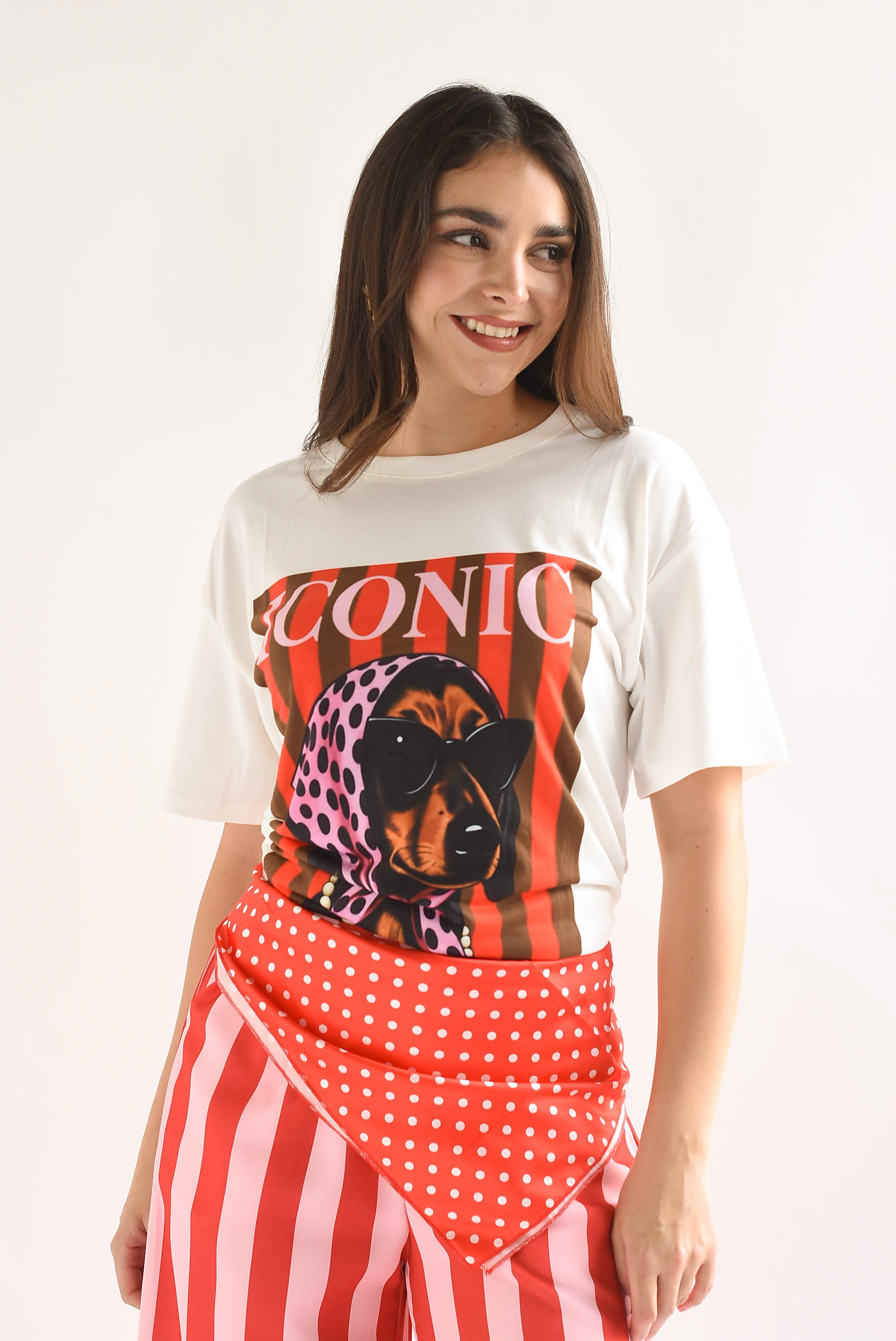 T-Shirt perro ICONIC con mascada polka dots