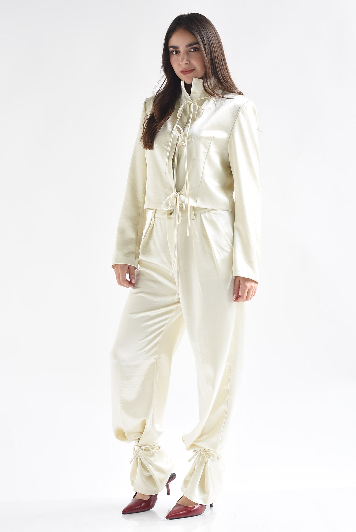Set Pantalón y Blazer lazos chinese satín
