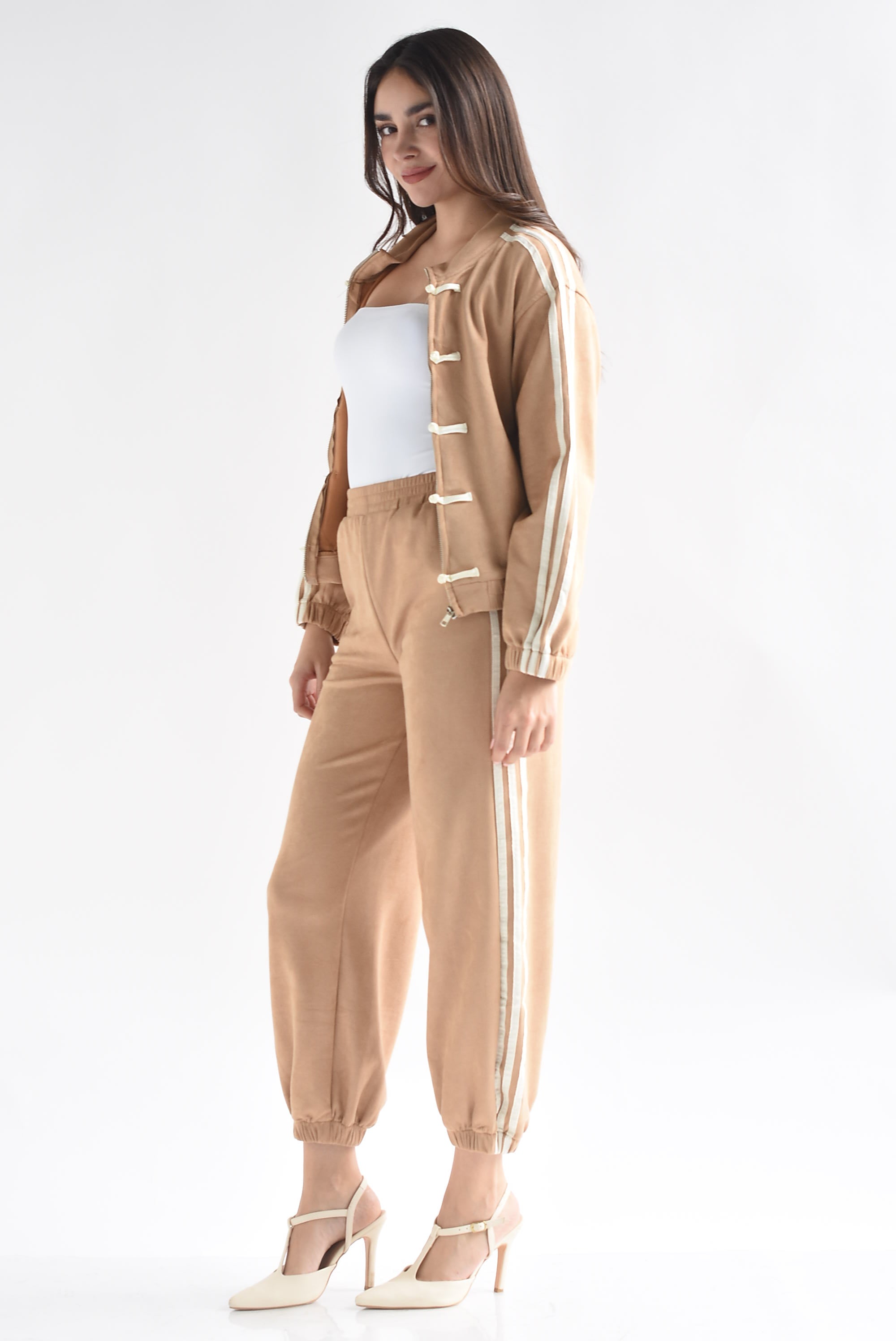 Set Pantalón y Chamarra lazos chinese track suede