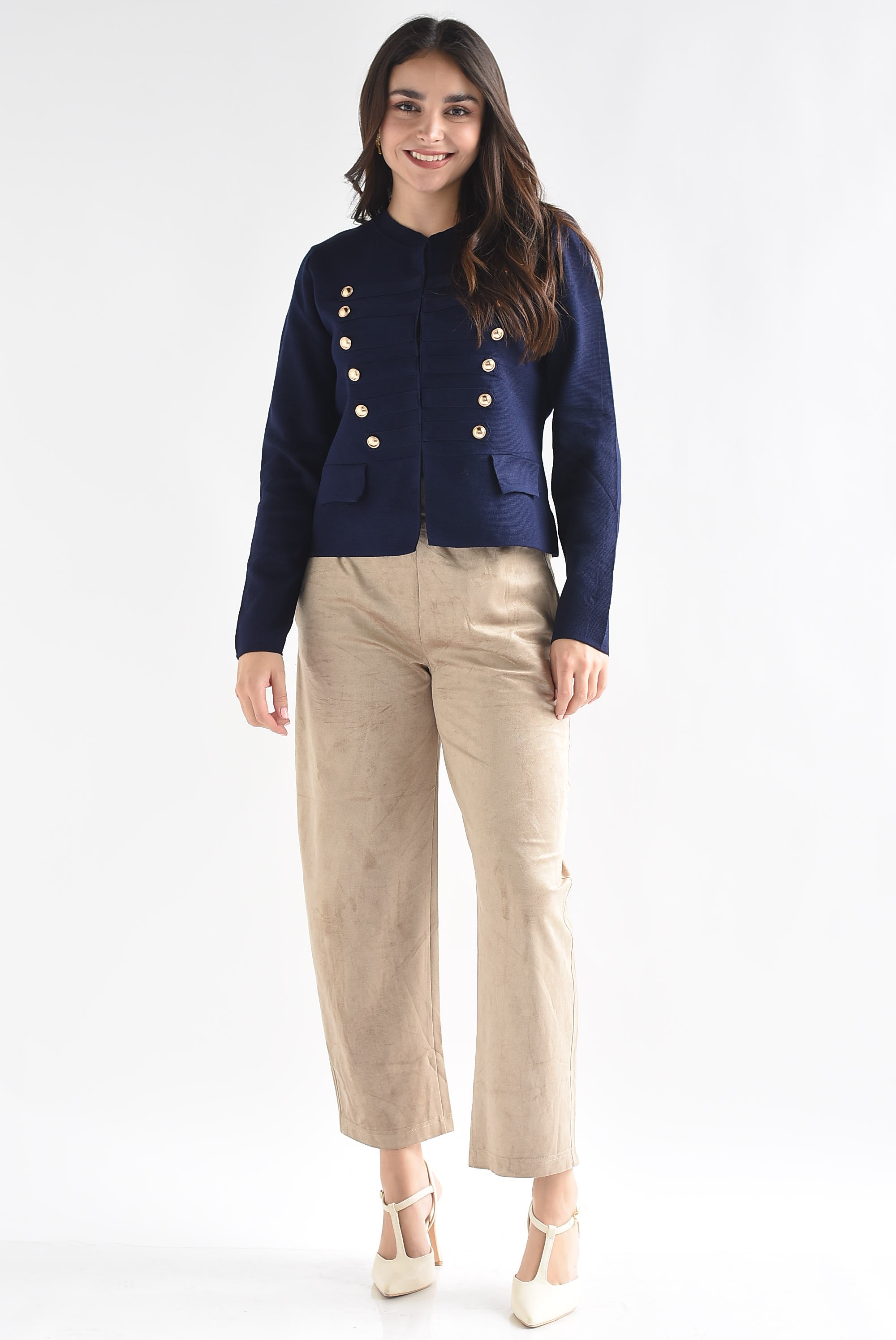 Pantalón barrel cinturón suede