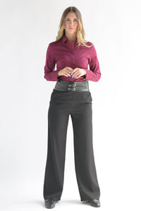 Fashion Styled Pantalón pretina vinipiel cinturones Negro