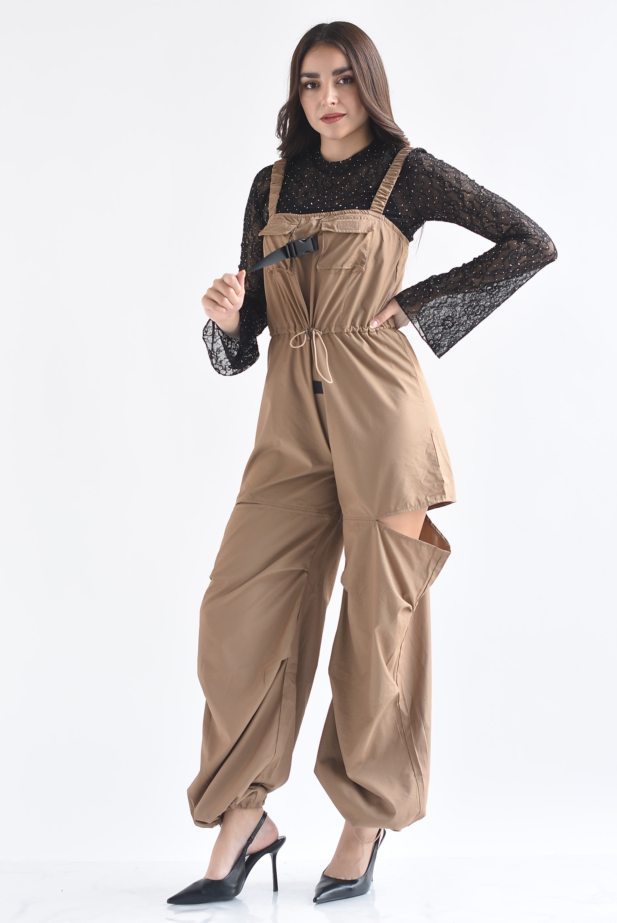 Overol nylon cut-out pierna