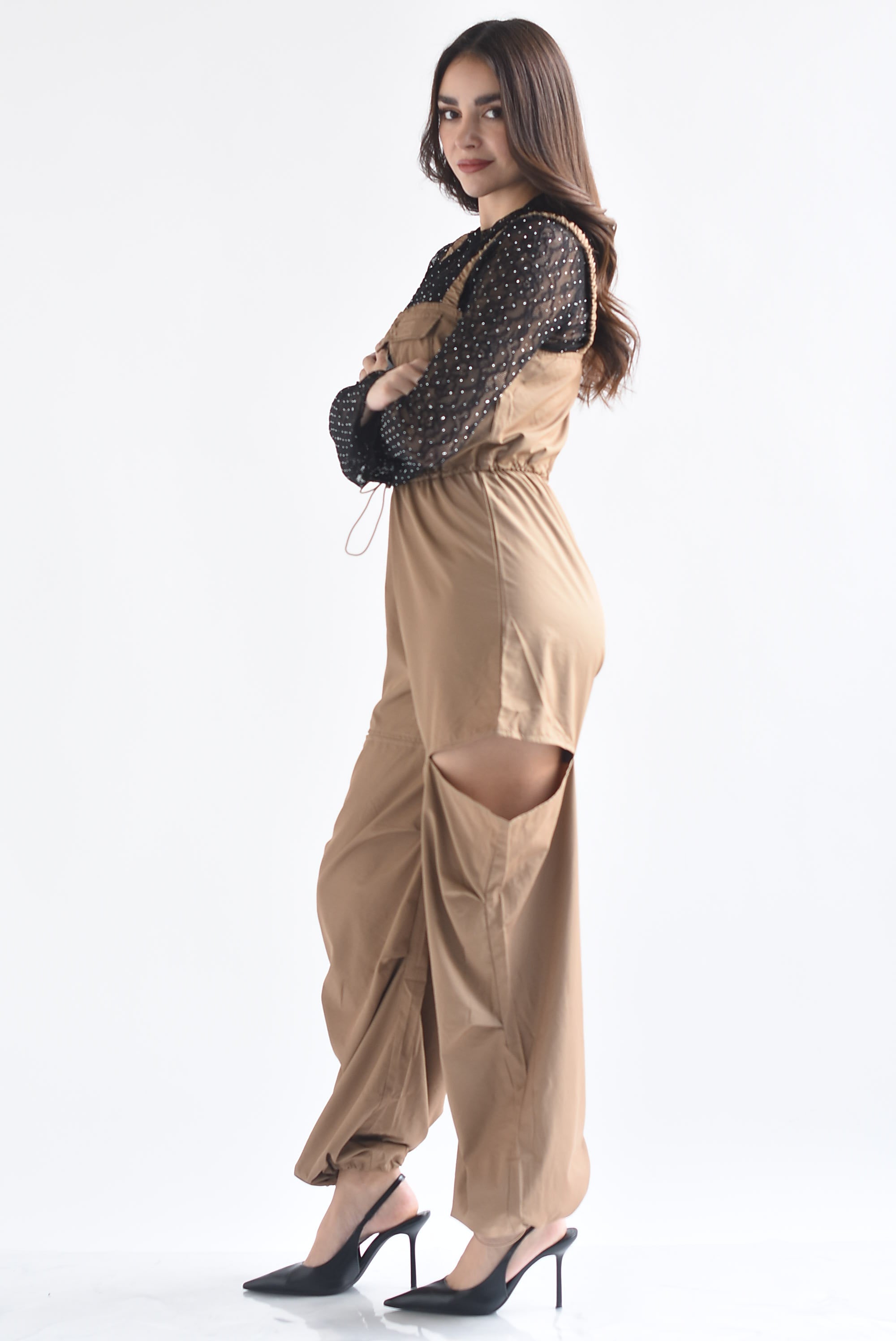 Overol nylon cut-out pierna
