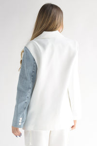 Fashion Styled Blazer denim patchwork Blanco