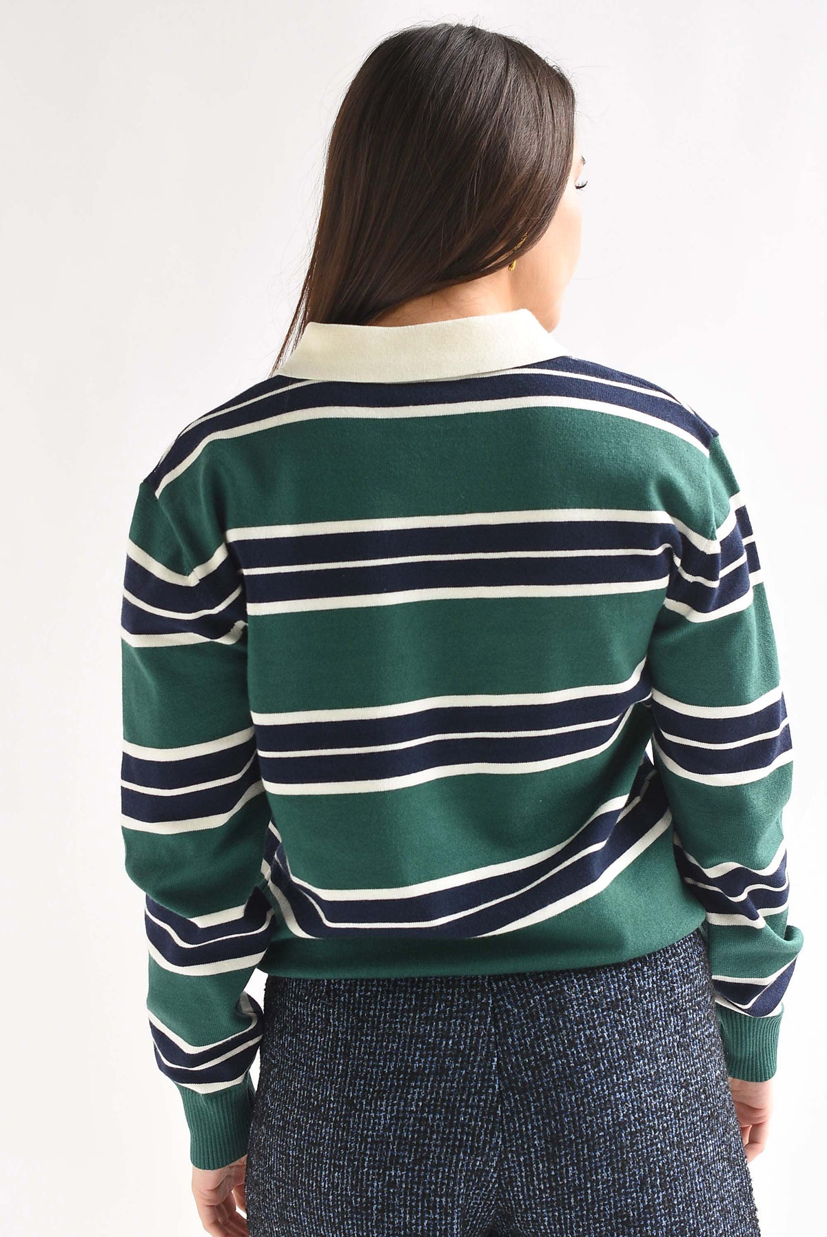 Sweater cuello polo rayas