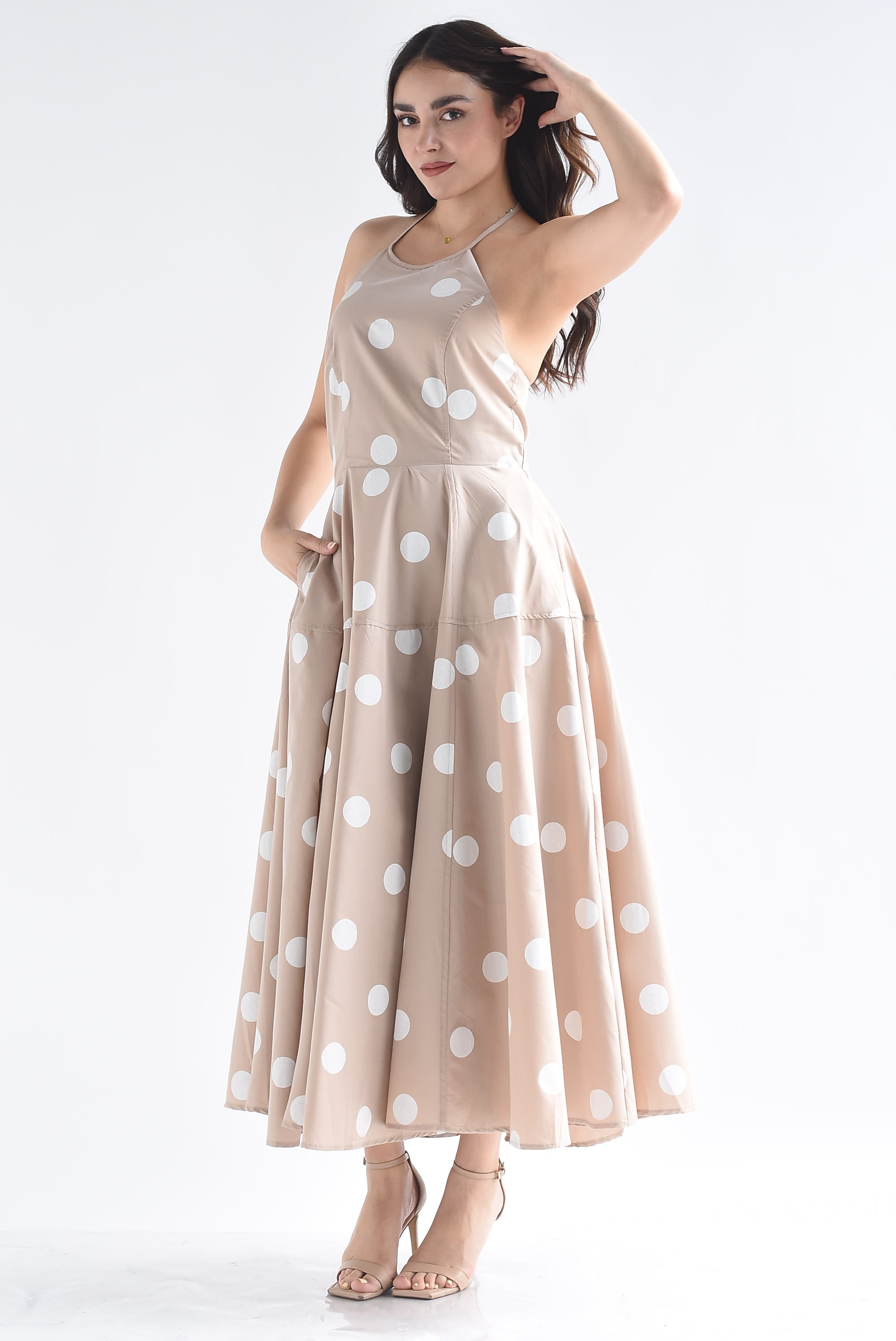 Vestido halter polka dots