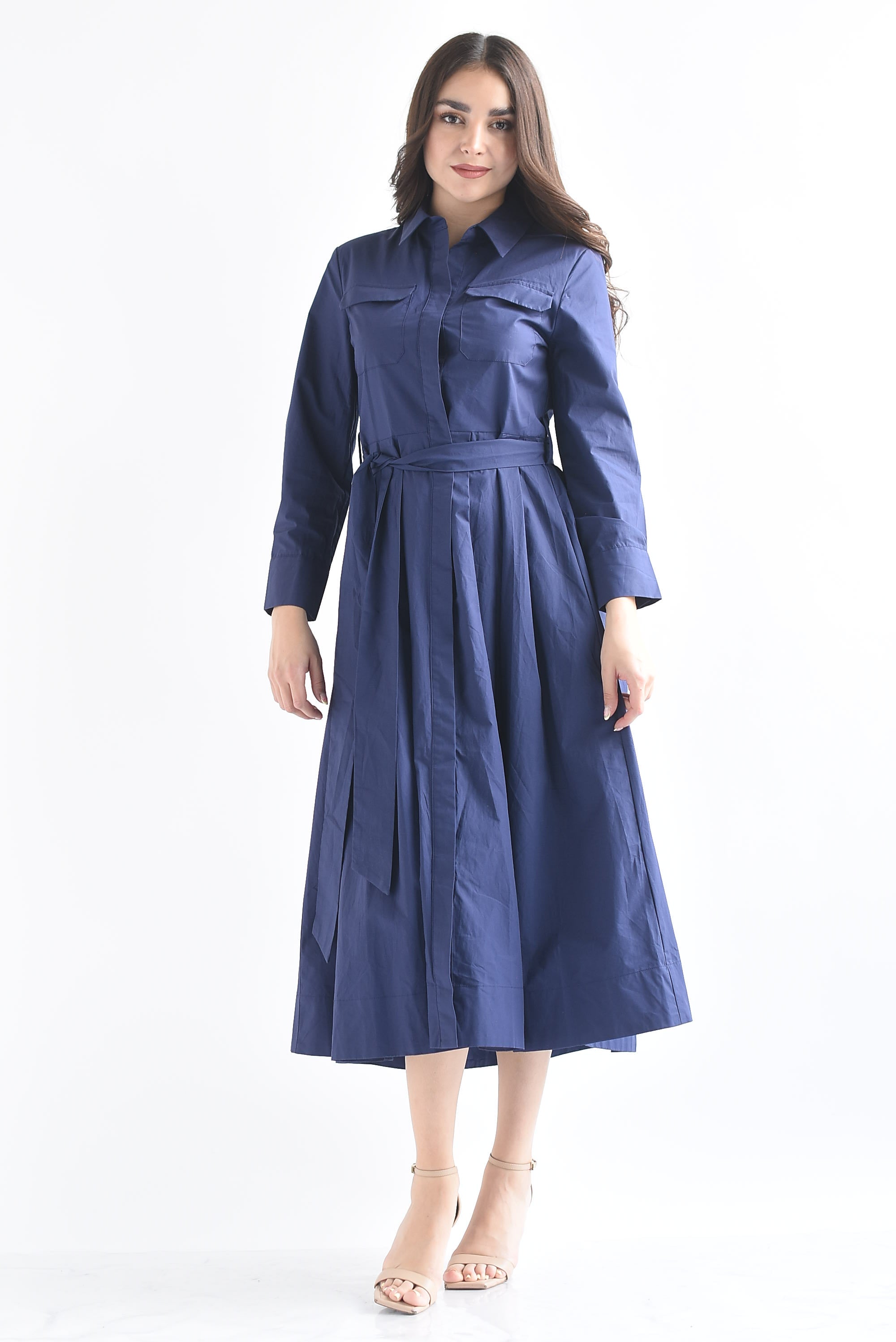 Vestido camisero falda pinzas