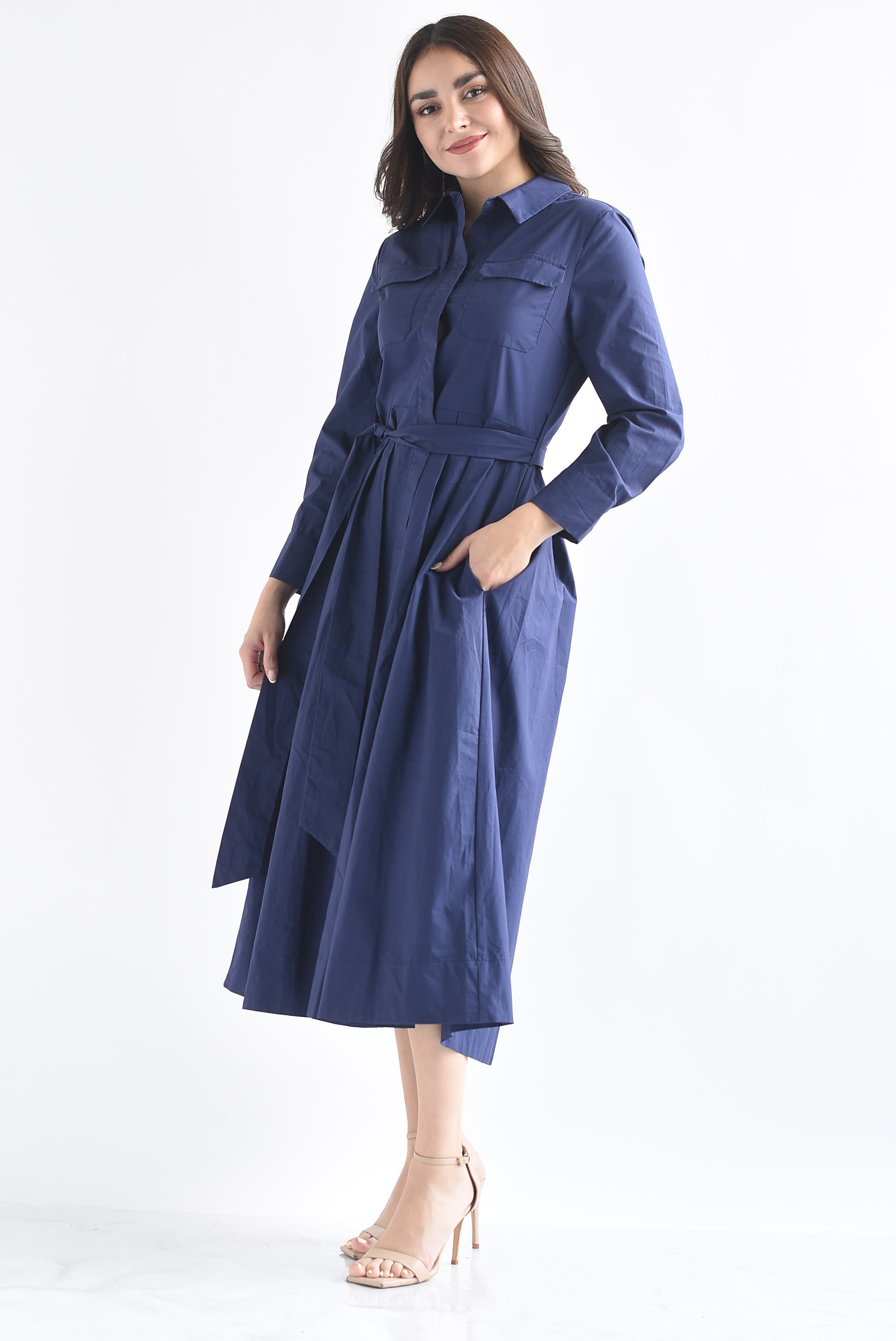 Vestido camisero falda pinzas