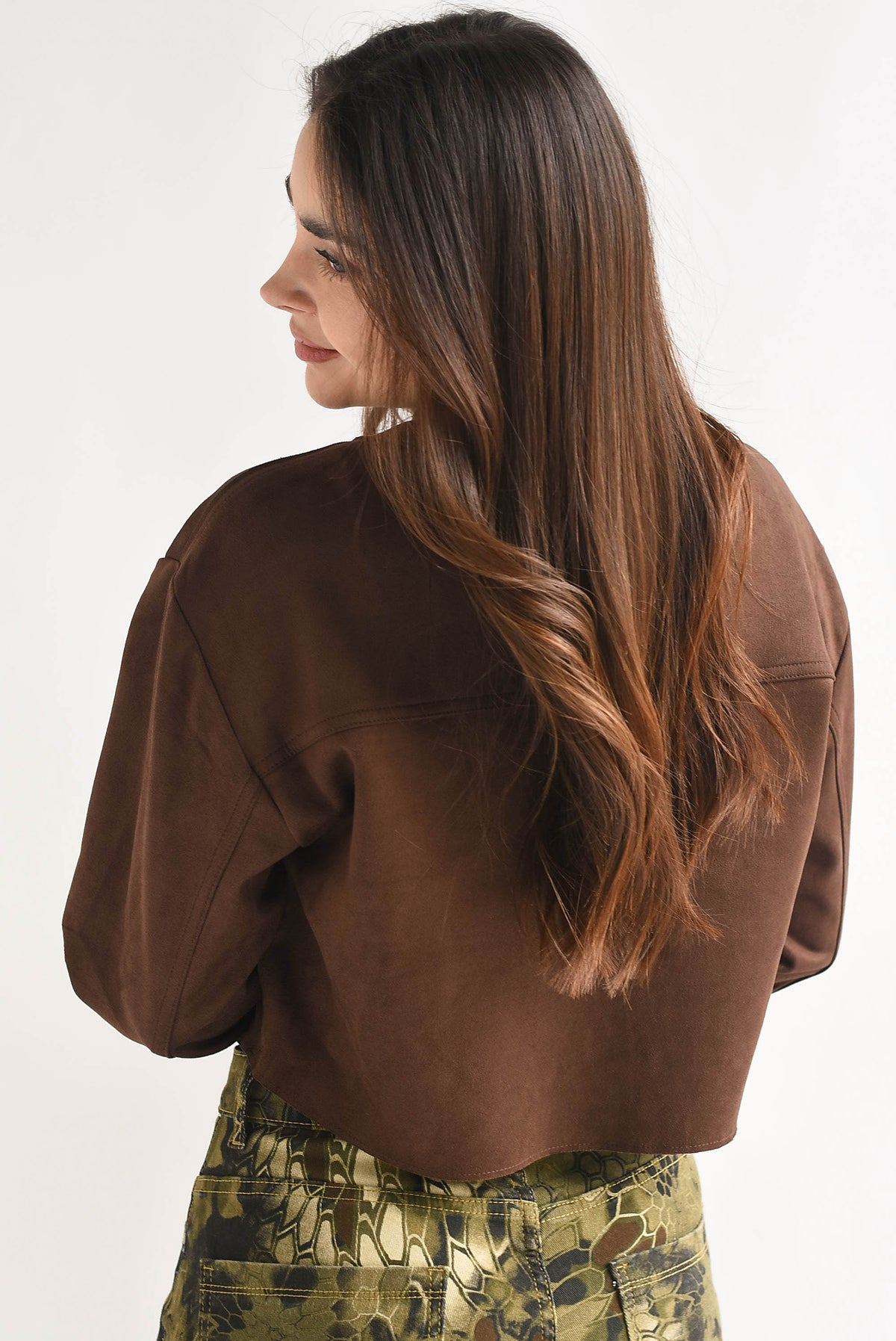 Shacket crop suede