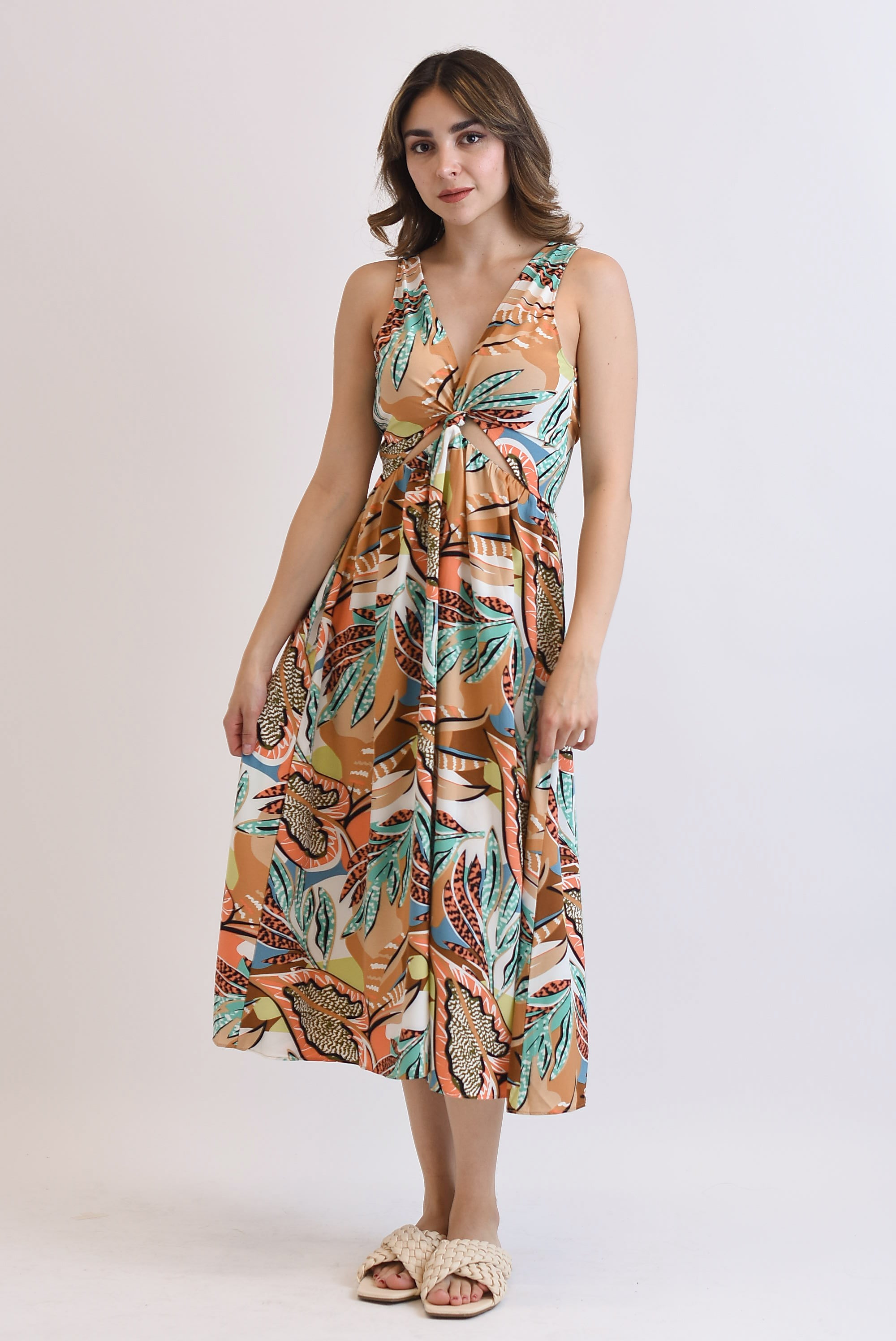 Vestido Tropical cut-out Multicolor