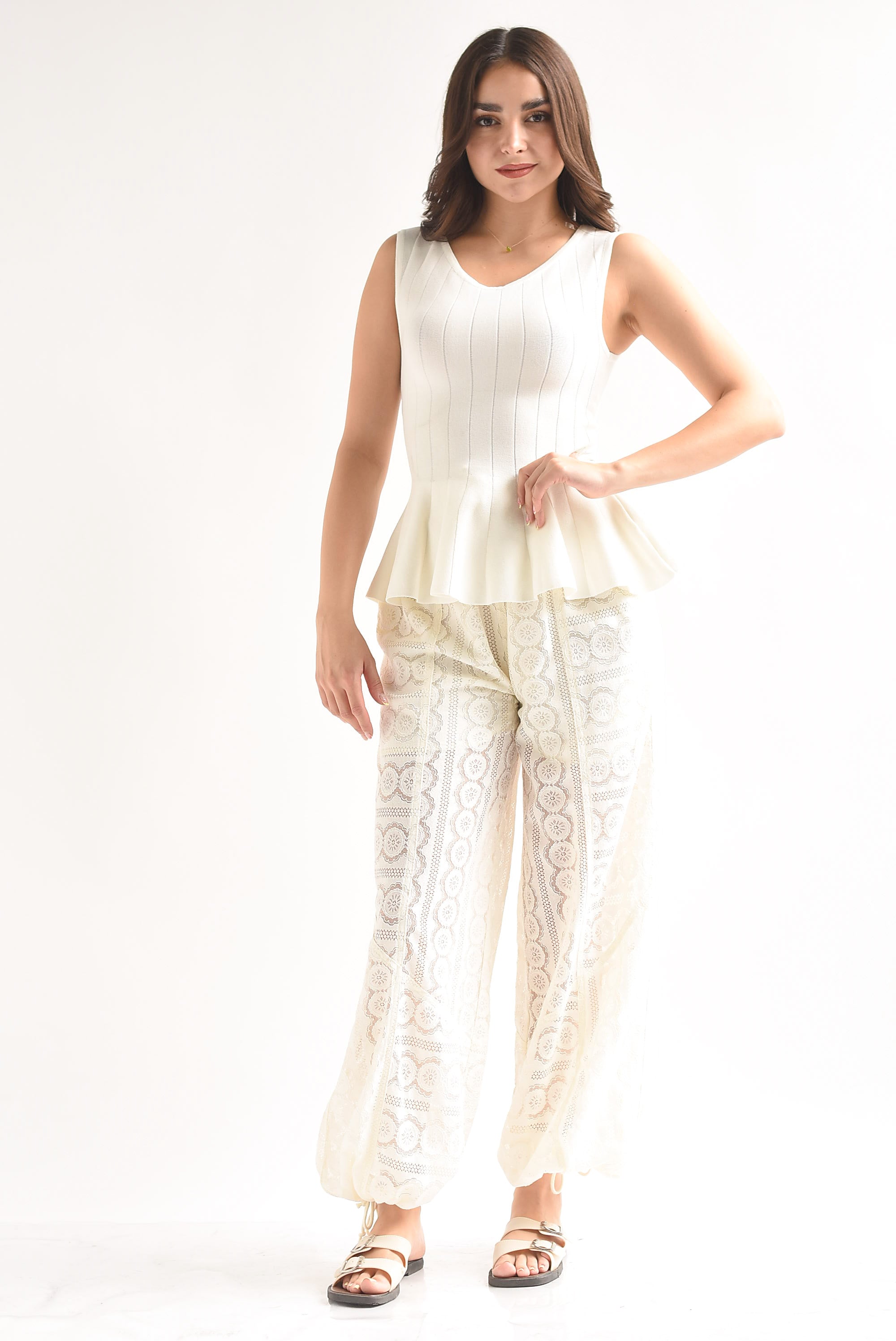 Pantalón globo encaje jareta