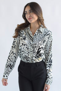 Fashion Styled Camisa animal print Ivory