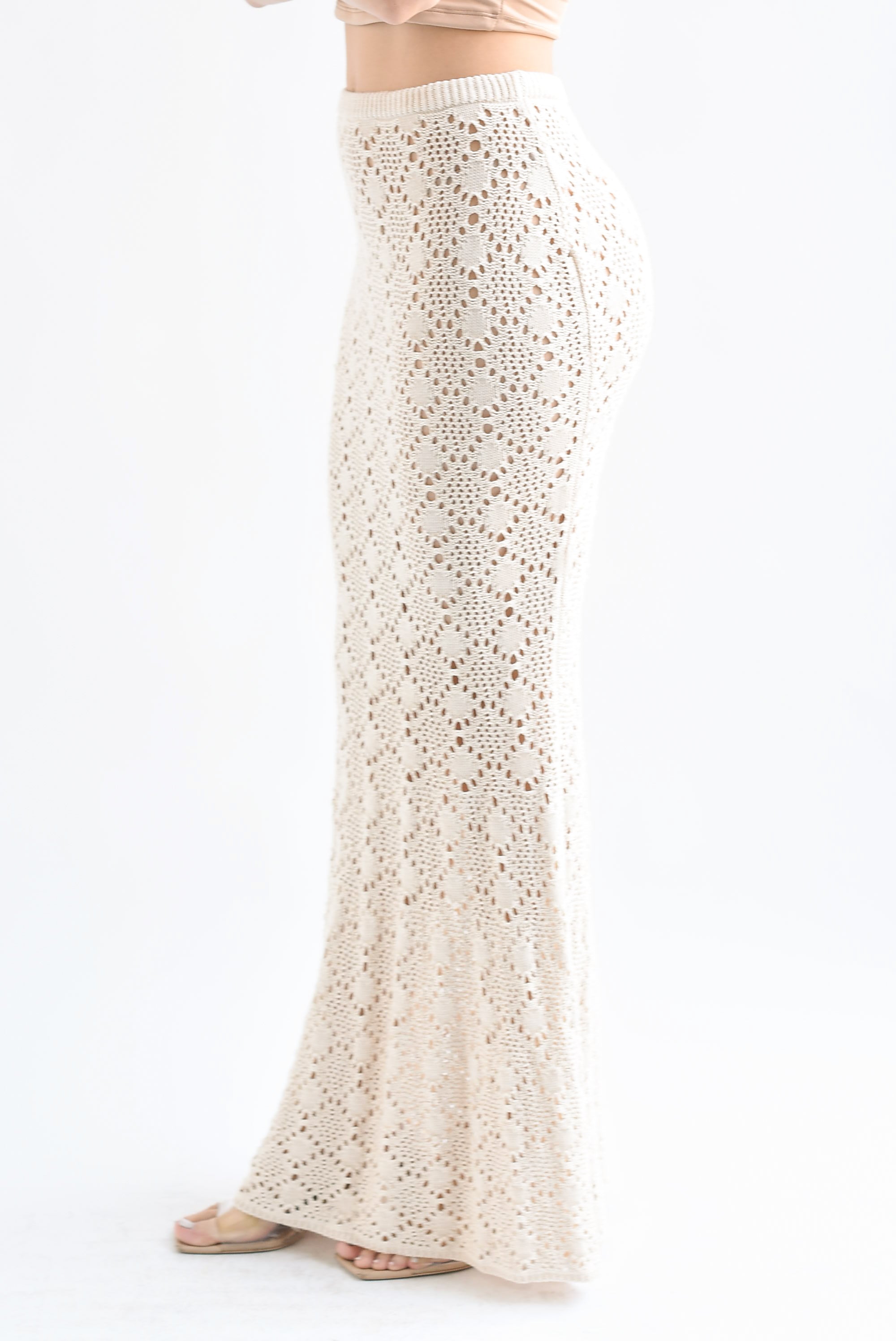 Falda larga sirena crochet Beige