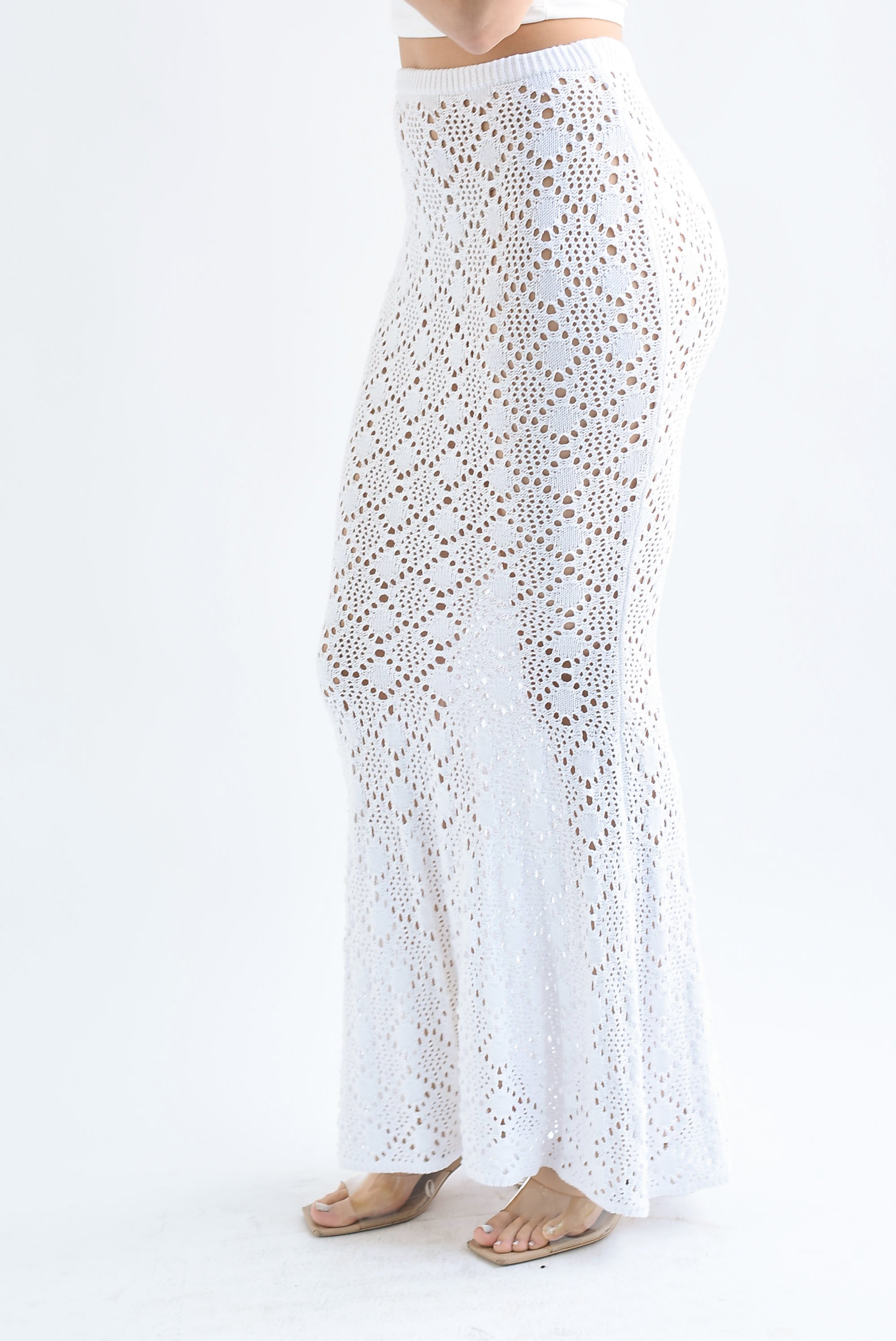 Falda larga sirena crochet Blanco