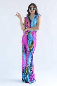 Fashion Styled Vestido spandex multicolor Magenta