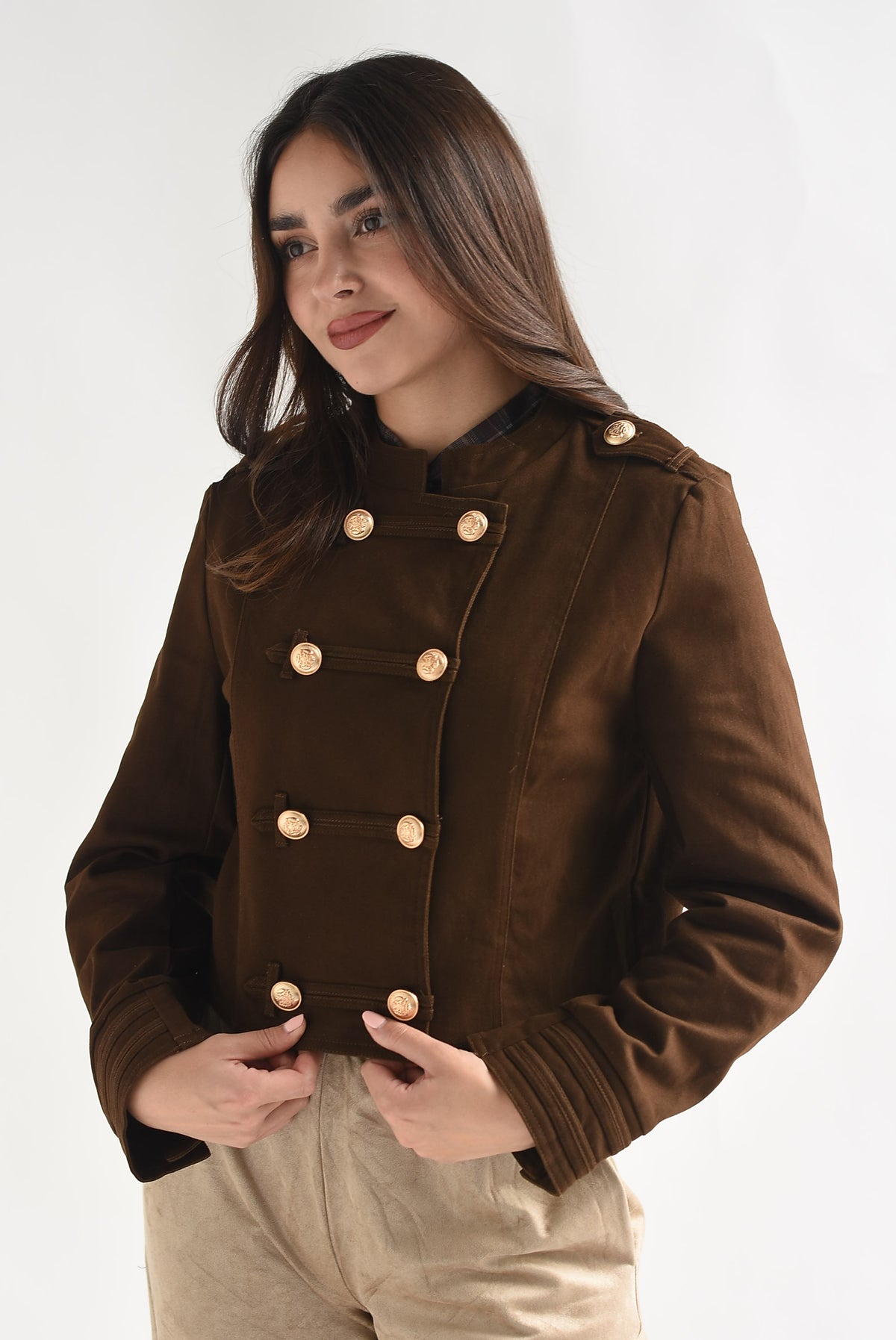 Blazer crop militar Denim