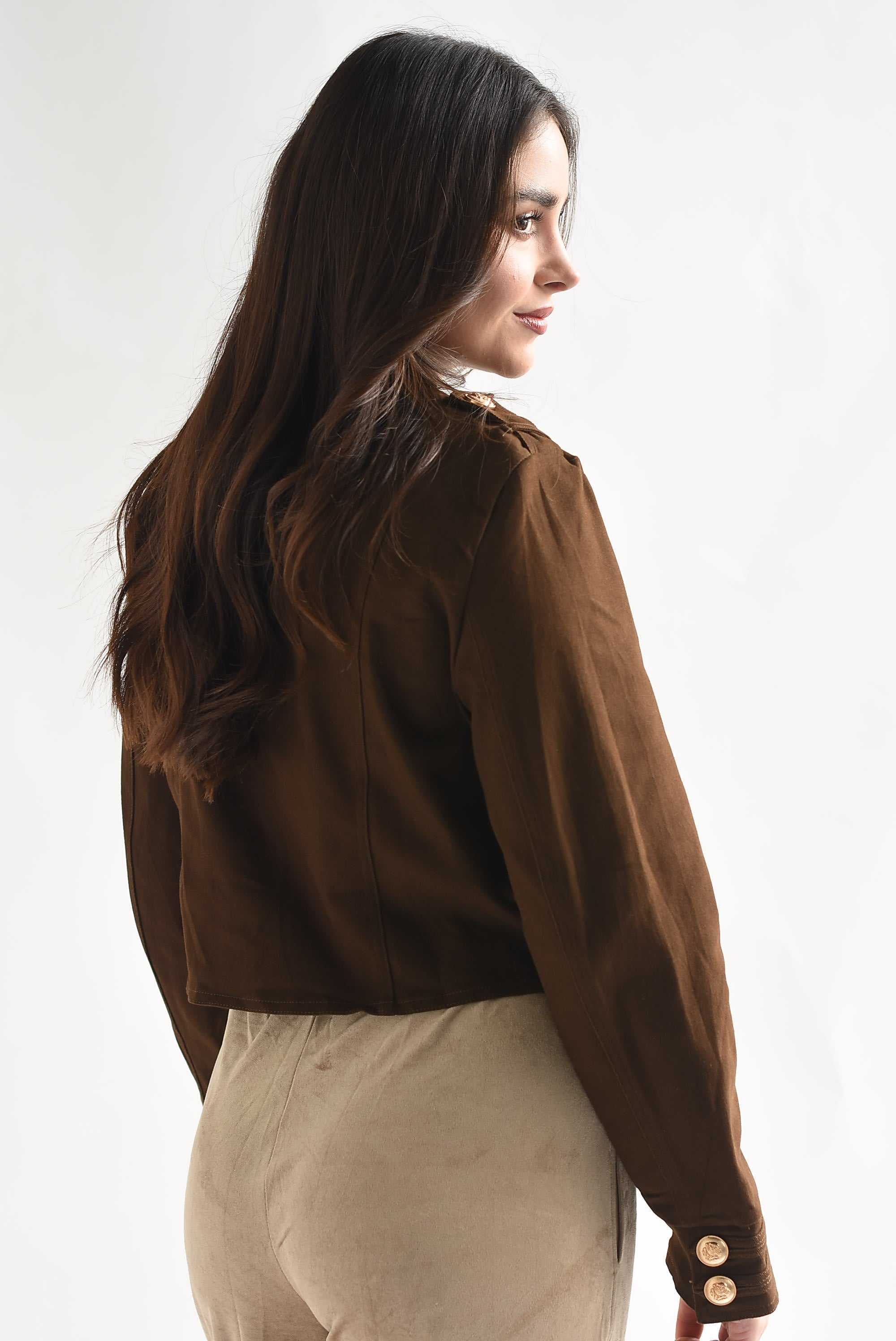 Blazer crop militar Denim