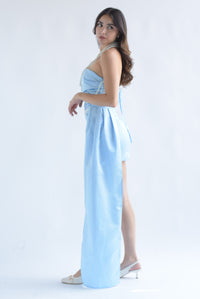 Fashion Styled Vestido mini cauda y perlas Azul