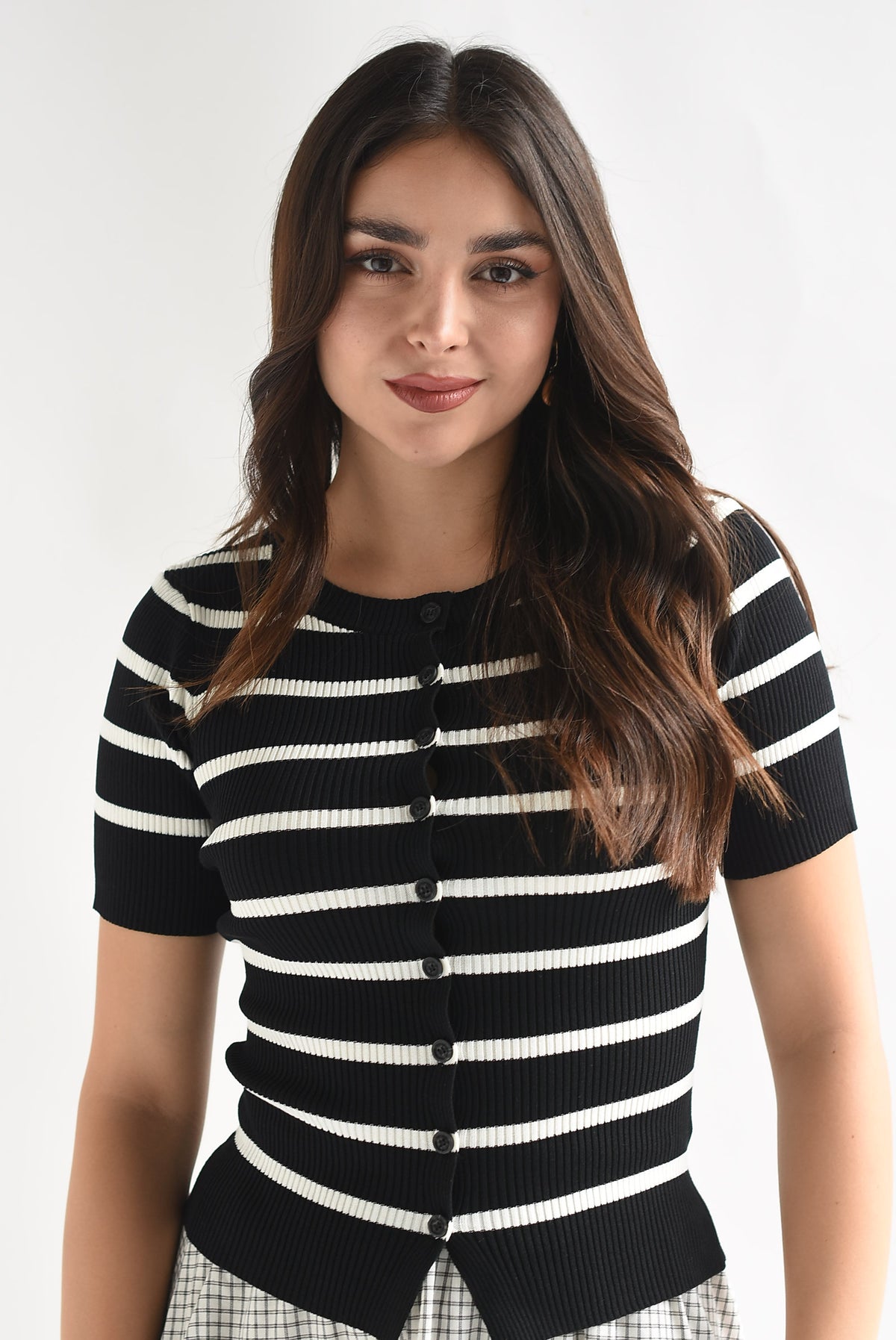 Blusa punto botones rayas
