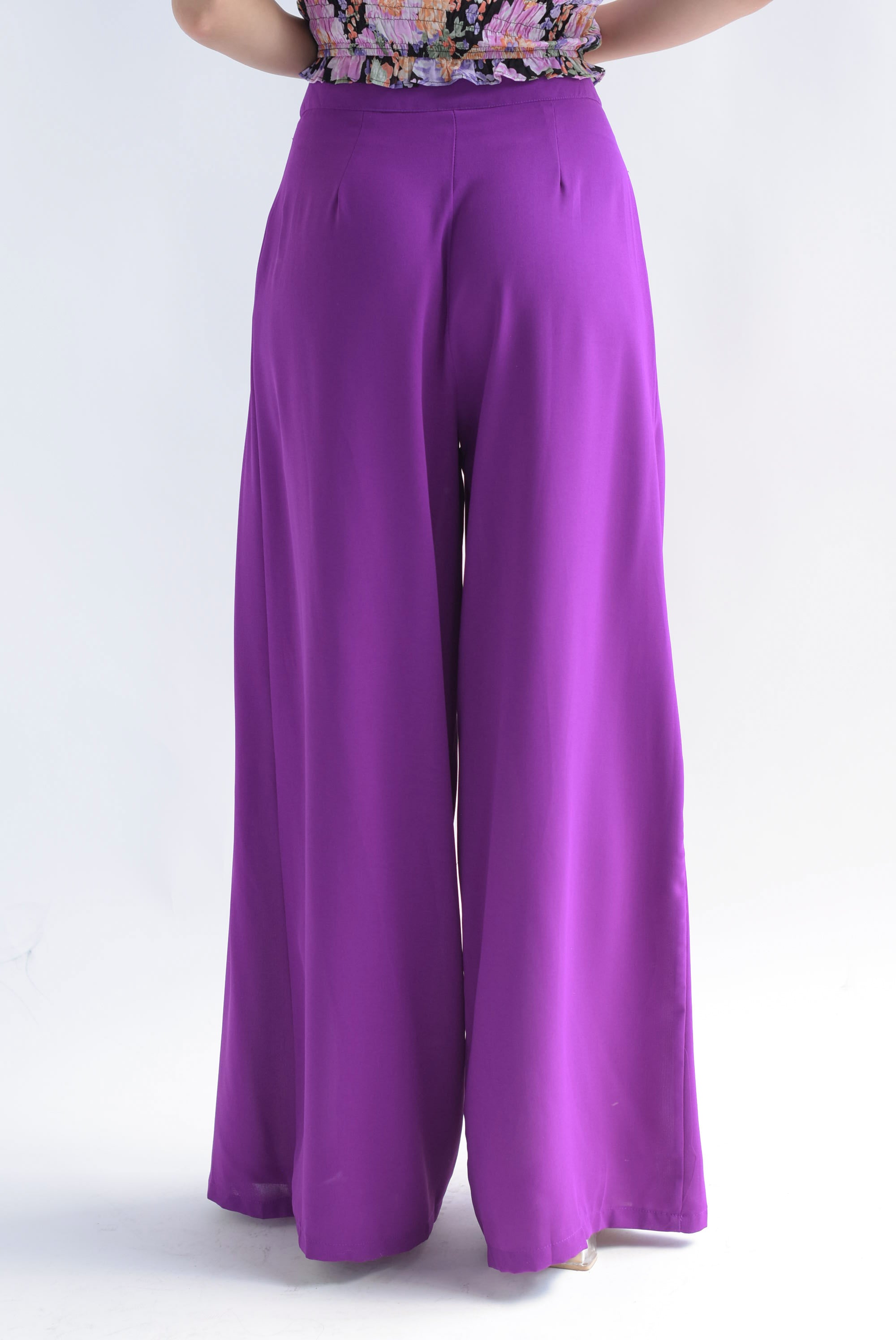 Pantalón súper wide pinzas Morado