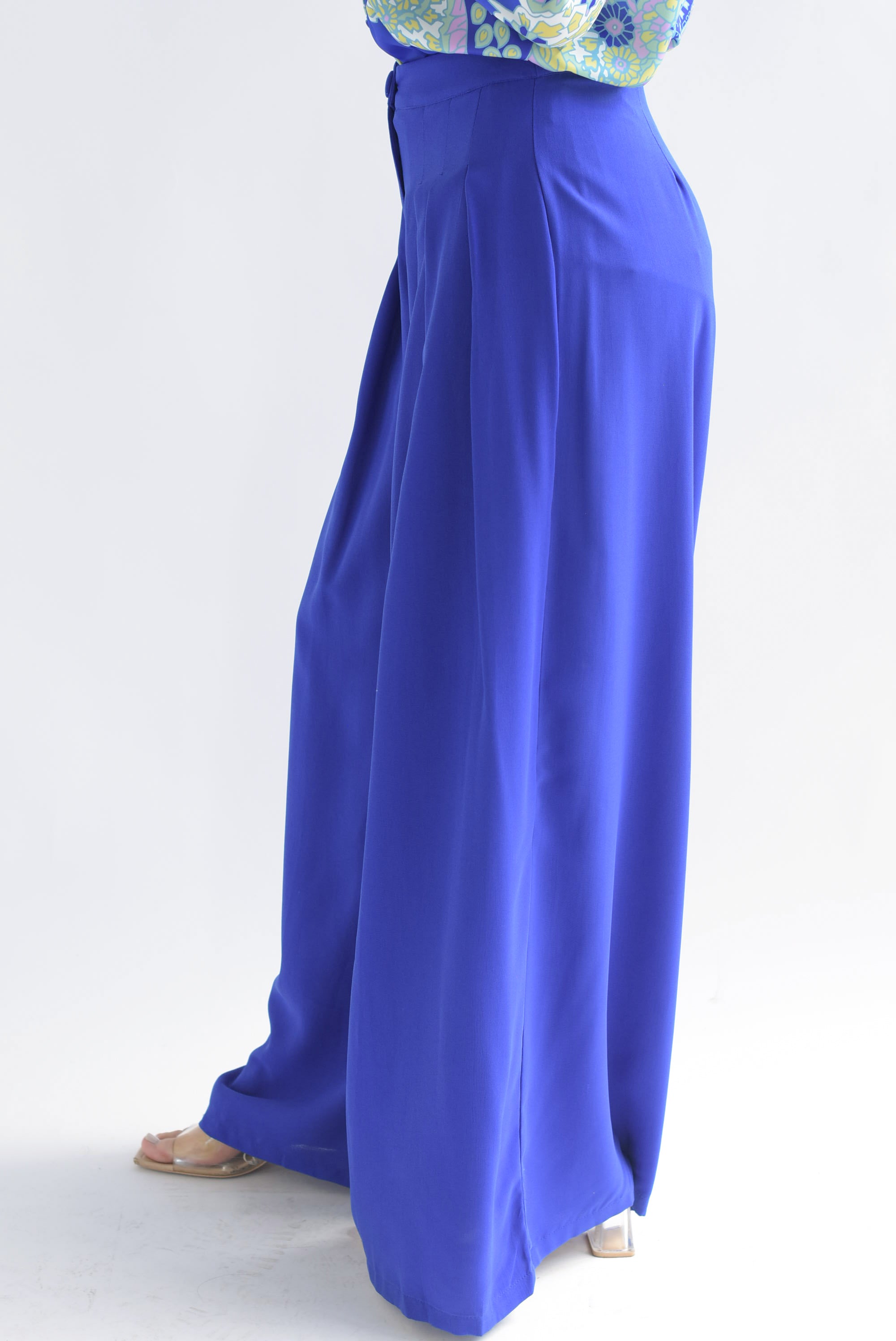 Pantalón súper wide pinzas Azul Rey