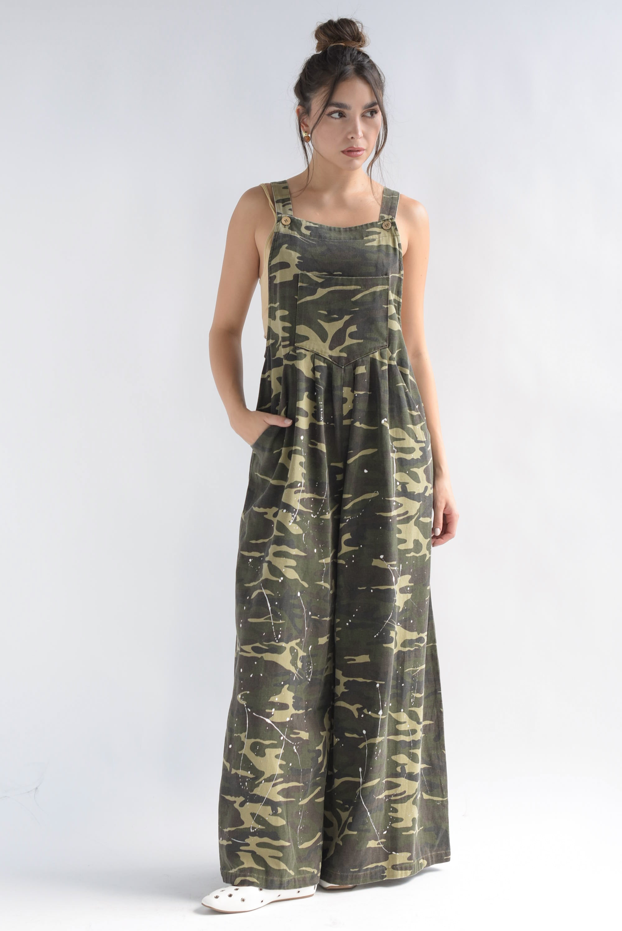 Overol Denim súper wide Camuflaje