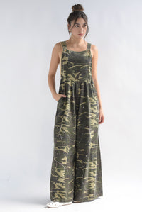 Fashion Styled Overol Denim súper wide Camuflaje