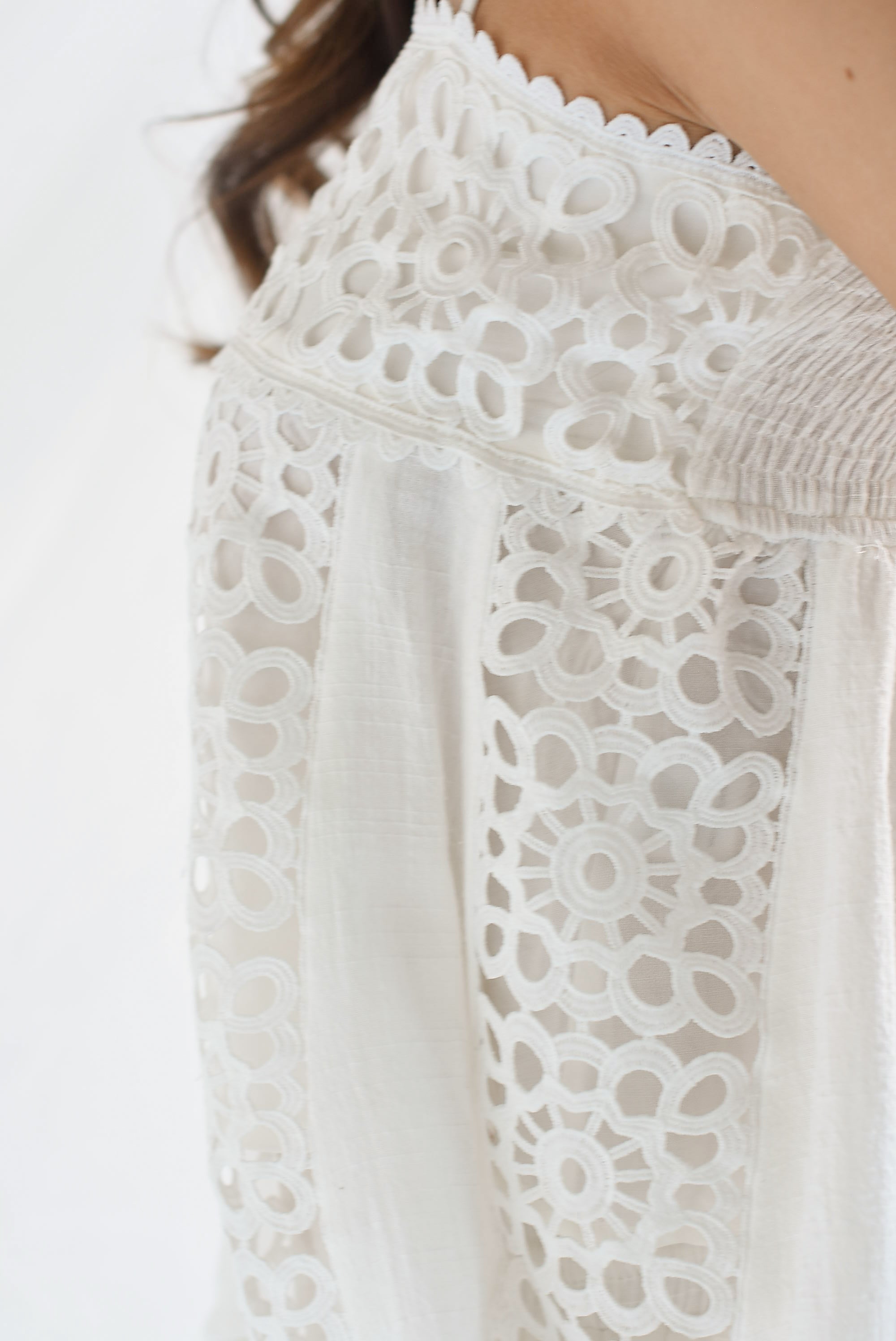 Set Pantalón y Blusa tira guipur Blanco