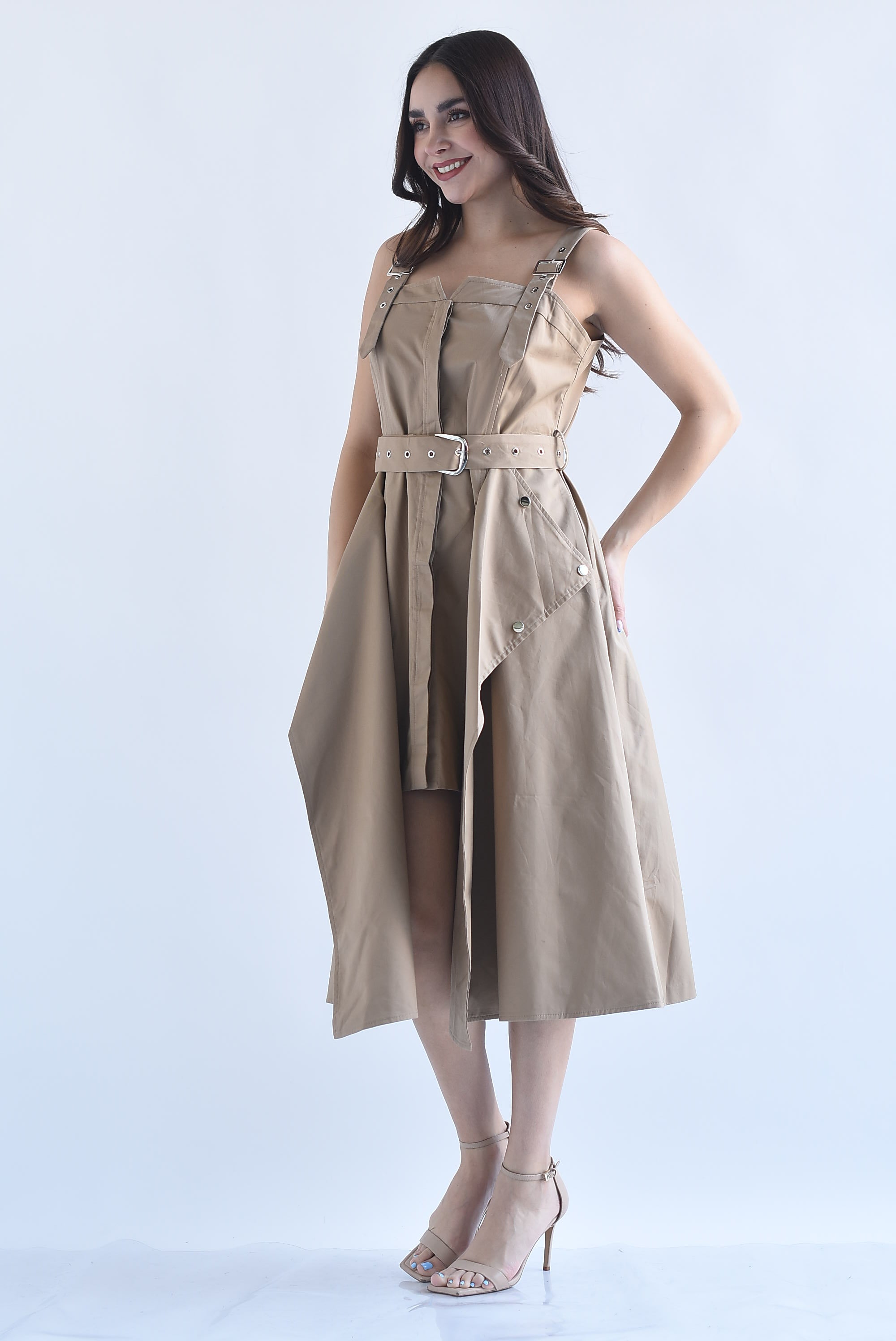 Vestido gabardina asimétrico