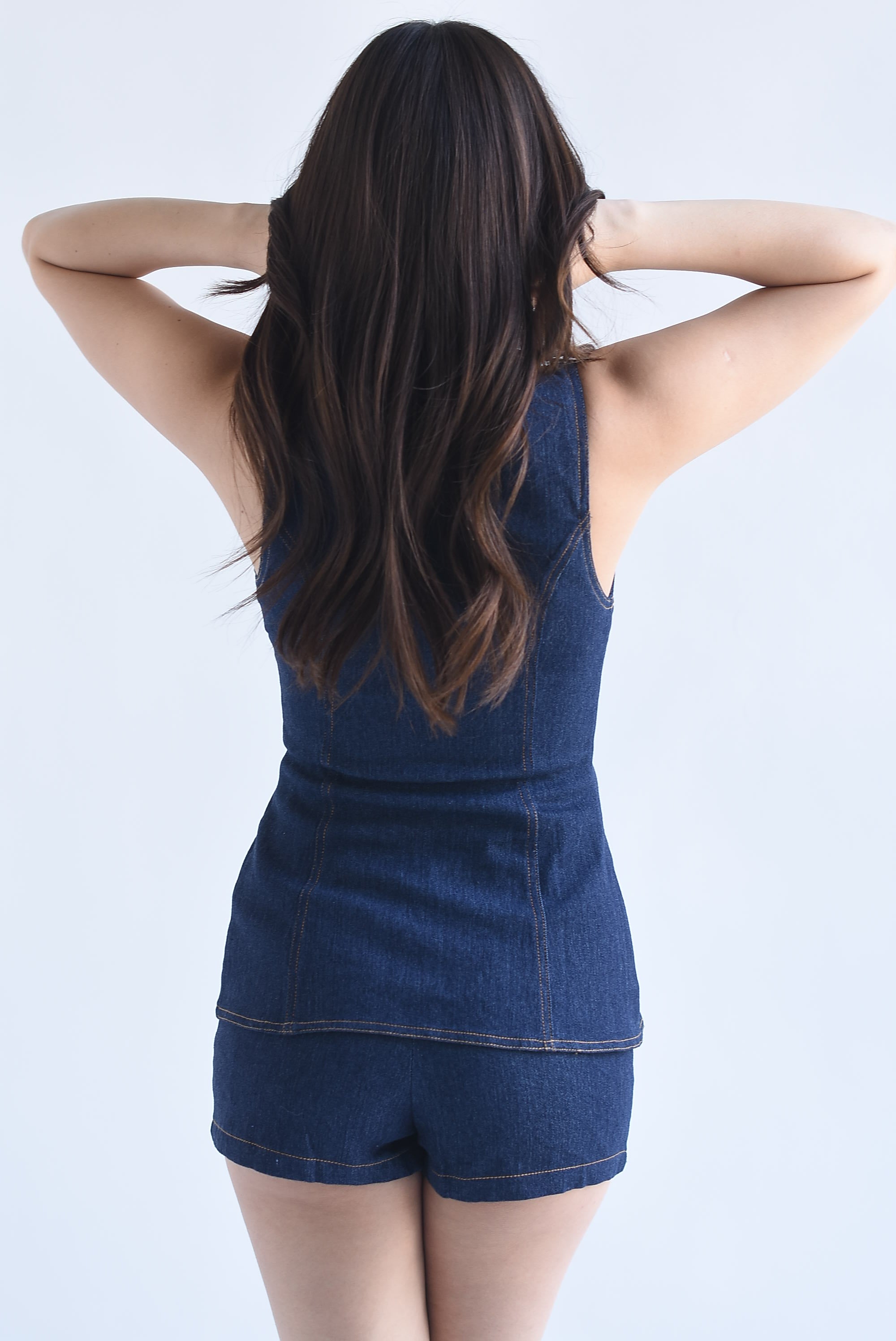 Romper con Chaleco asimétrico Denim