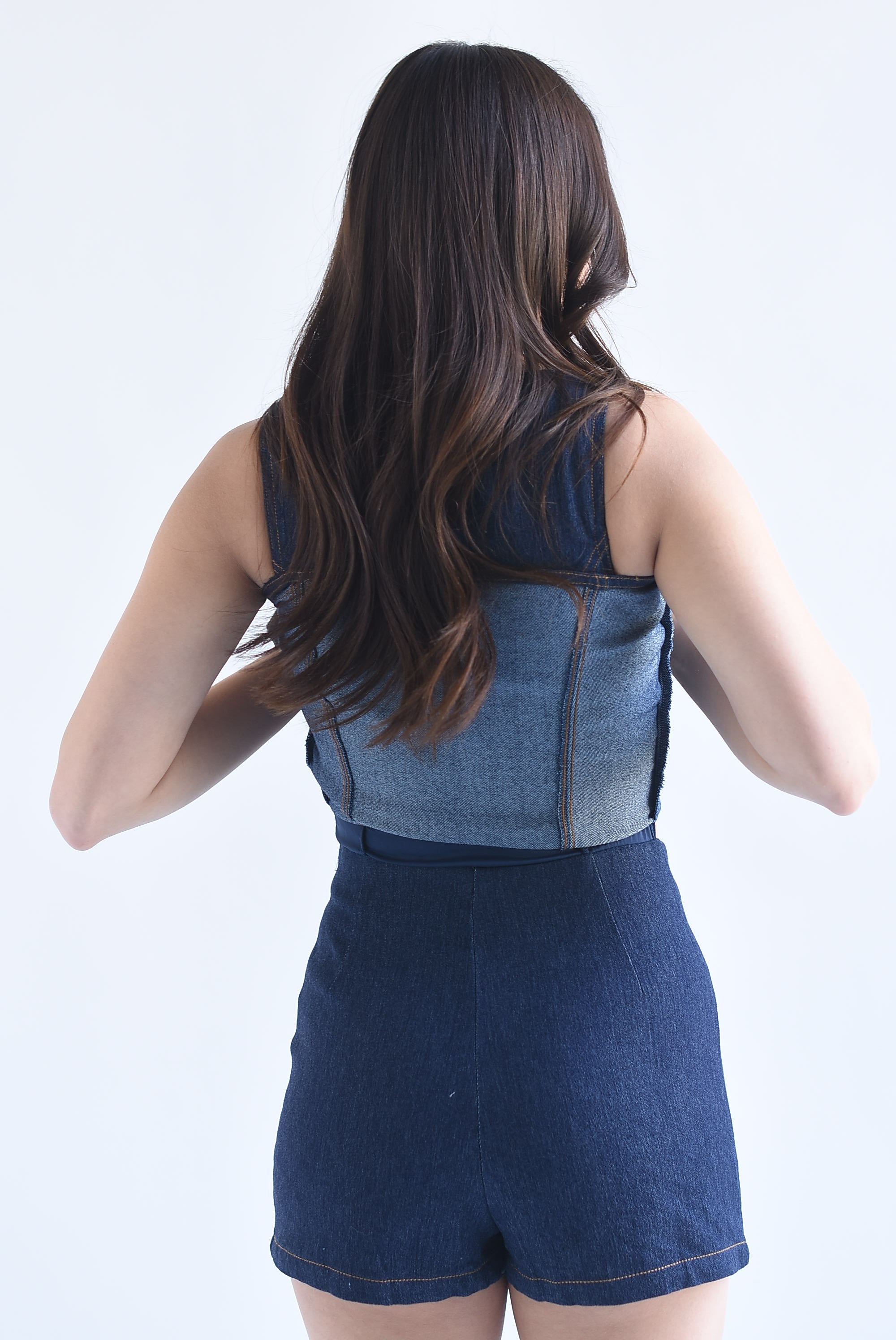Romper con Chaleco asimétrico Denim