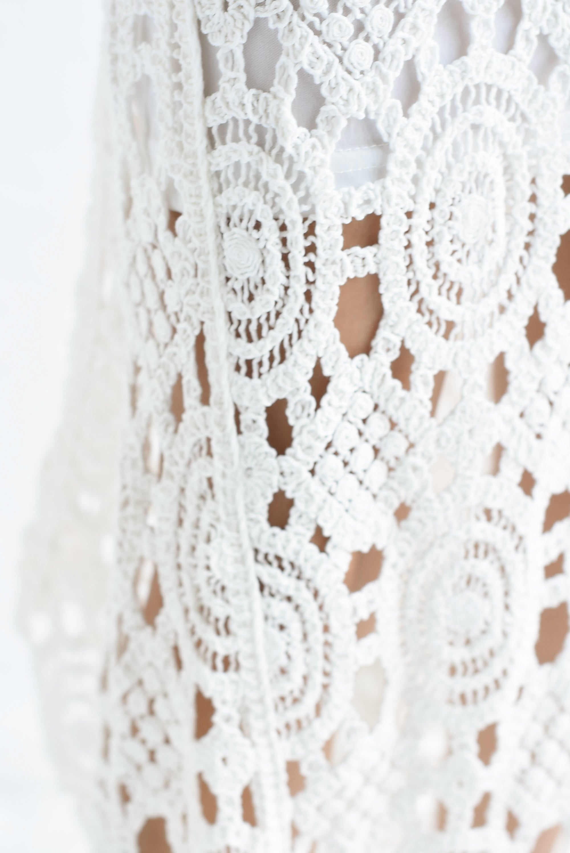 Set Falda asimétrica y Blusa crochet Blanco