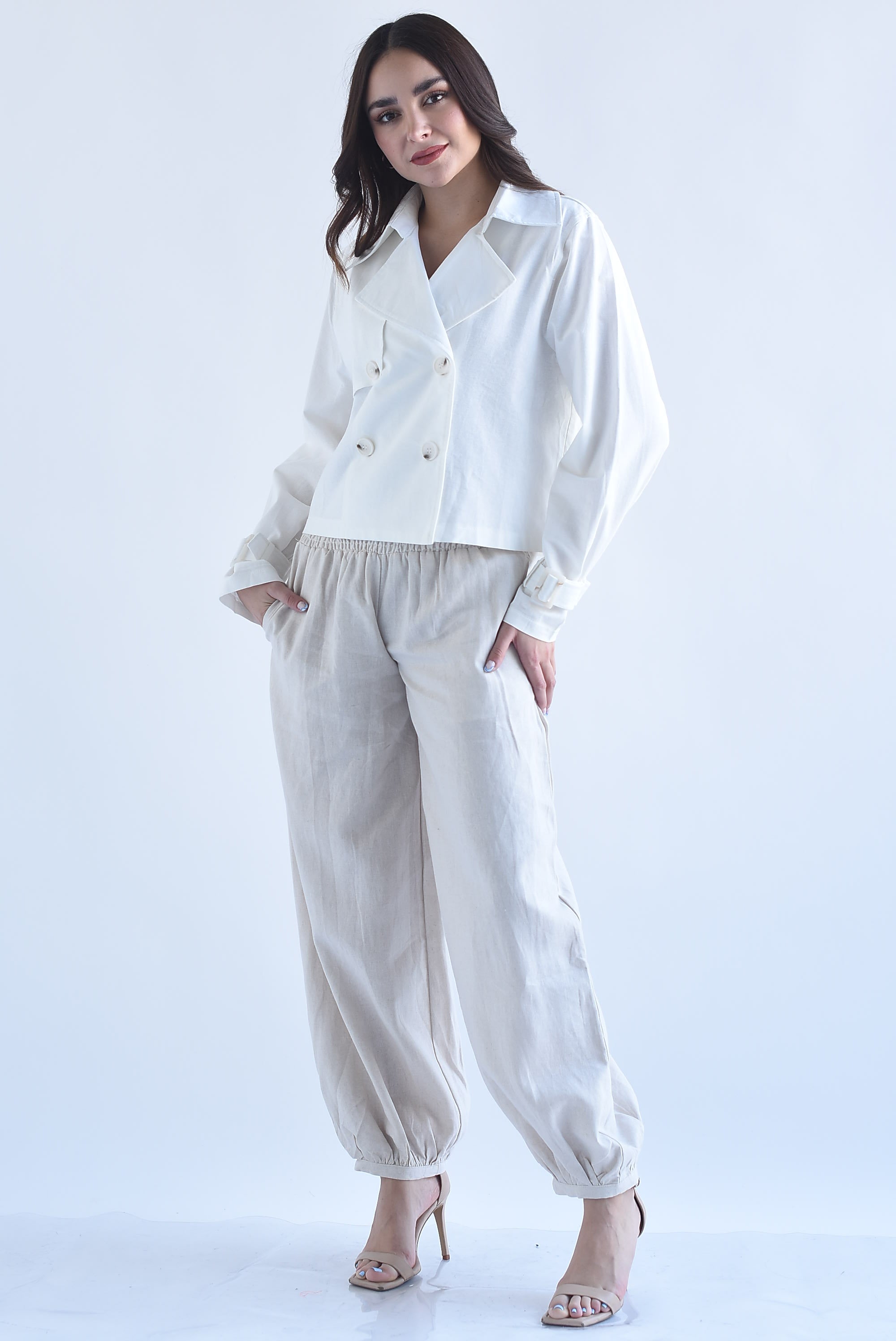 Gabardina crop tipo lino