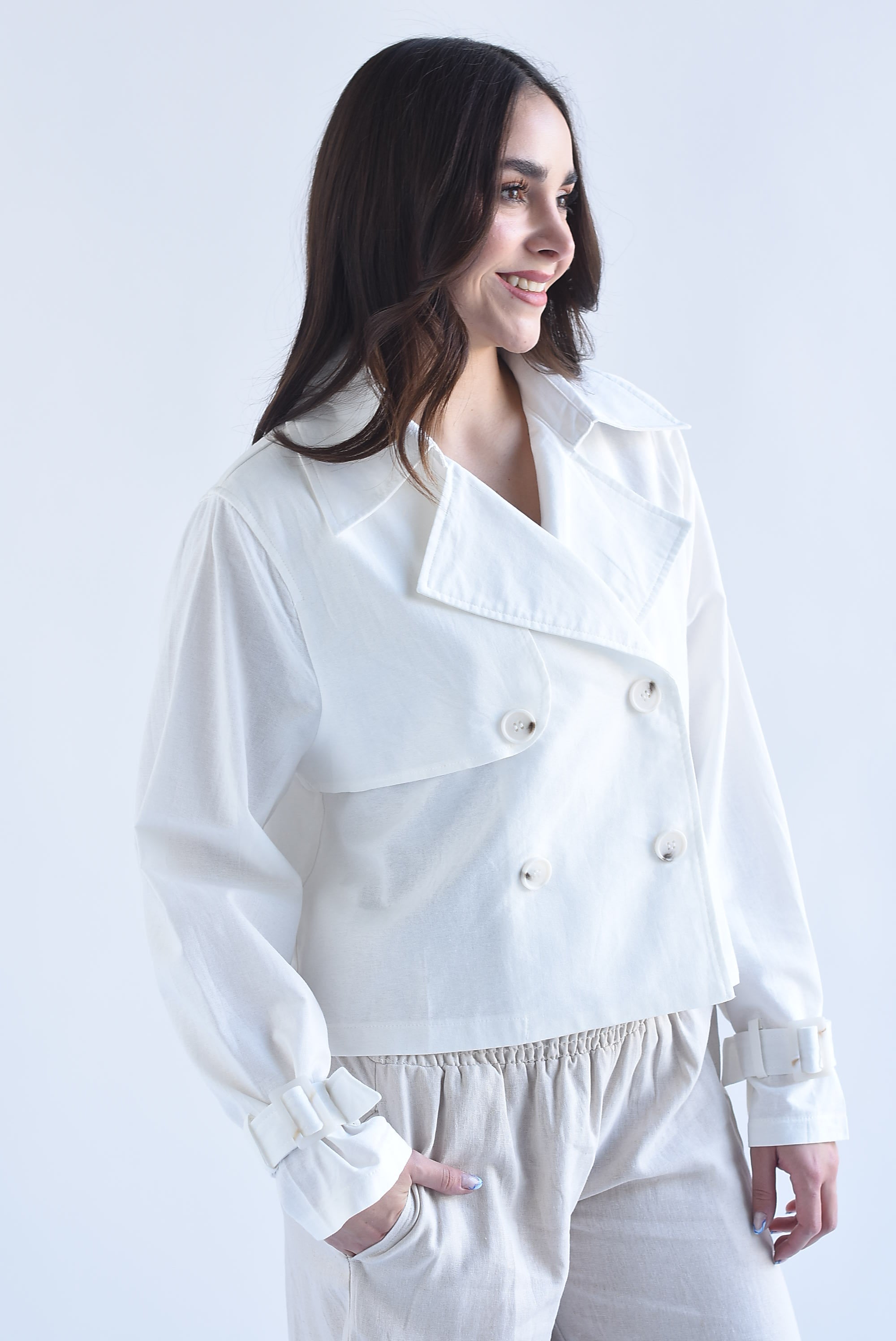 Gabardina crop tipo lino