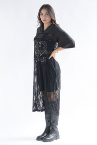 Fashion Styled Vestido Jersey encaje Negro