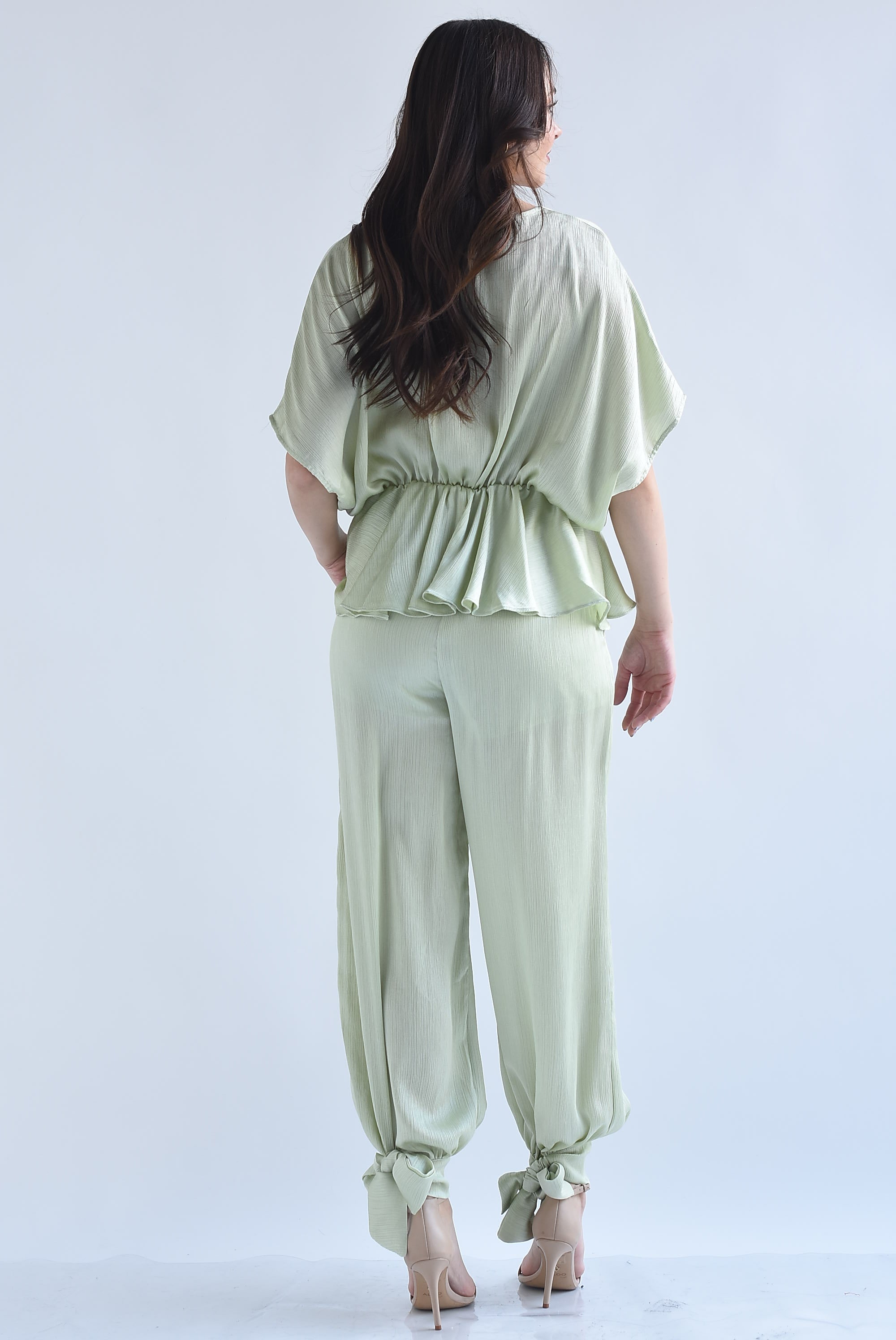 Set Pantalón globo y Blusa peplum gasa