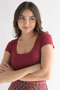 Fashion Styled Top manga corta cuello redondo Rojo Cereza