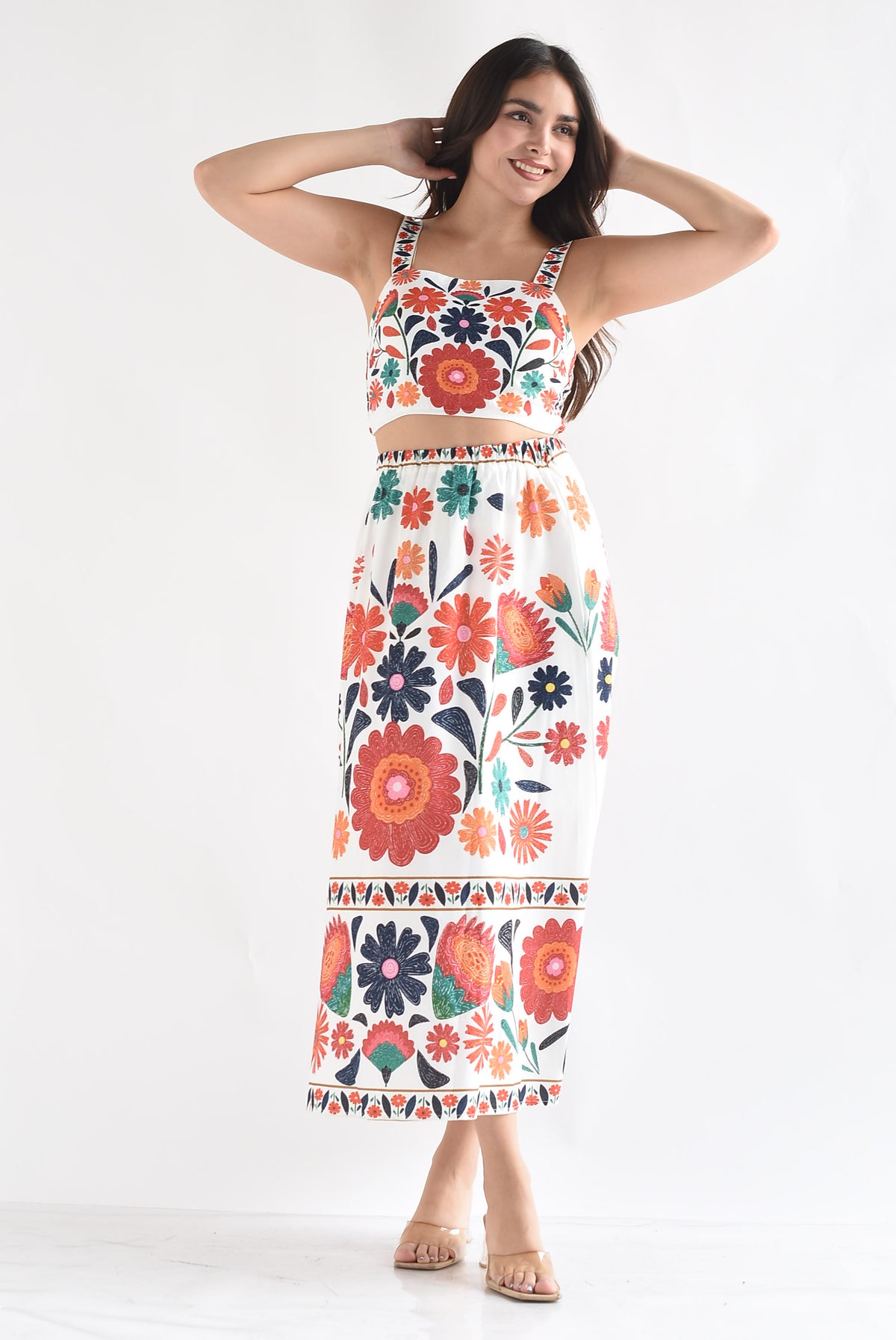 Set Falda y Top tirantes flores