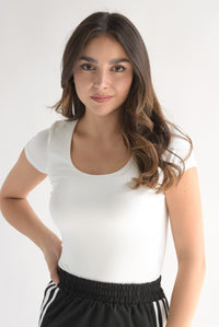 Fashion Styled Top manga corta cuello redondo Blanco