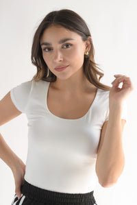 Fashion Styled Top manga corta cuello redondo Blanco