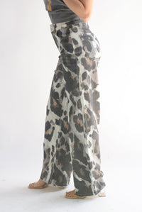Fashion Styled Jeans wide animal print Gris
