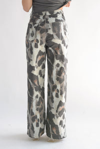 Fashion Styled Jeans wide animal print Gris