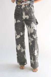 Fashion Styled Jeans wide manchas Gris
